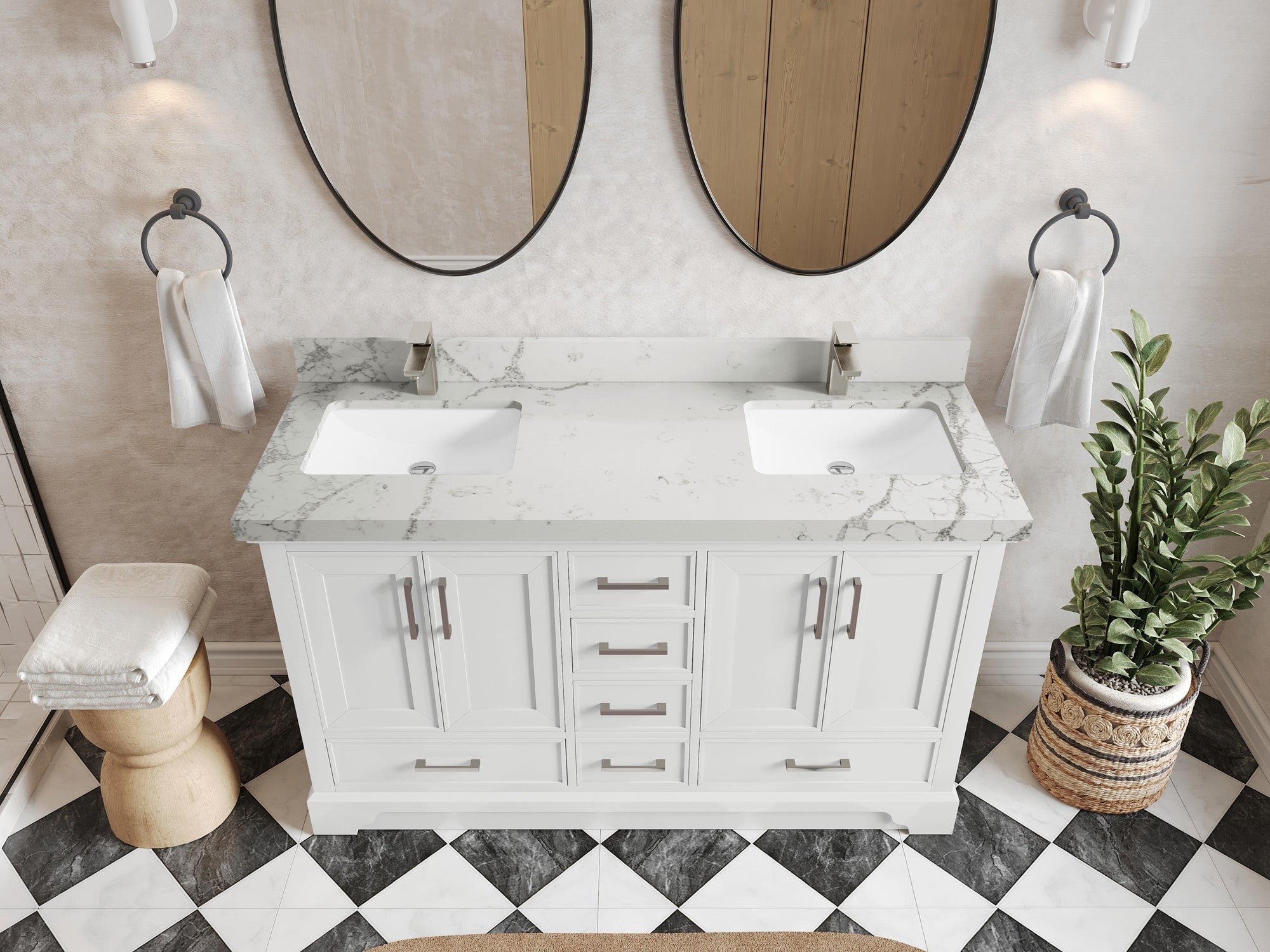 Charlotte 60 in. W x 22 in. D Double Sink Bathroom Vanity - Willow Bath and Vanity