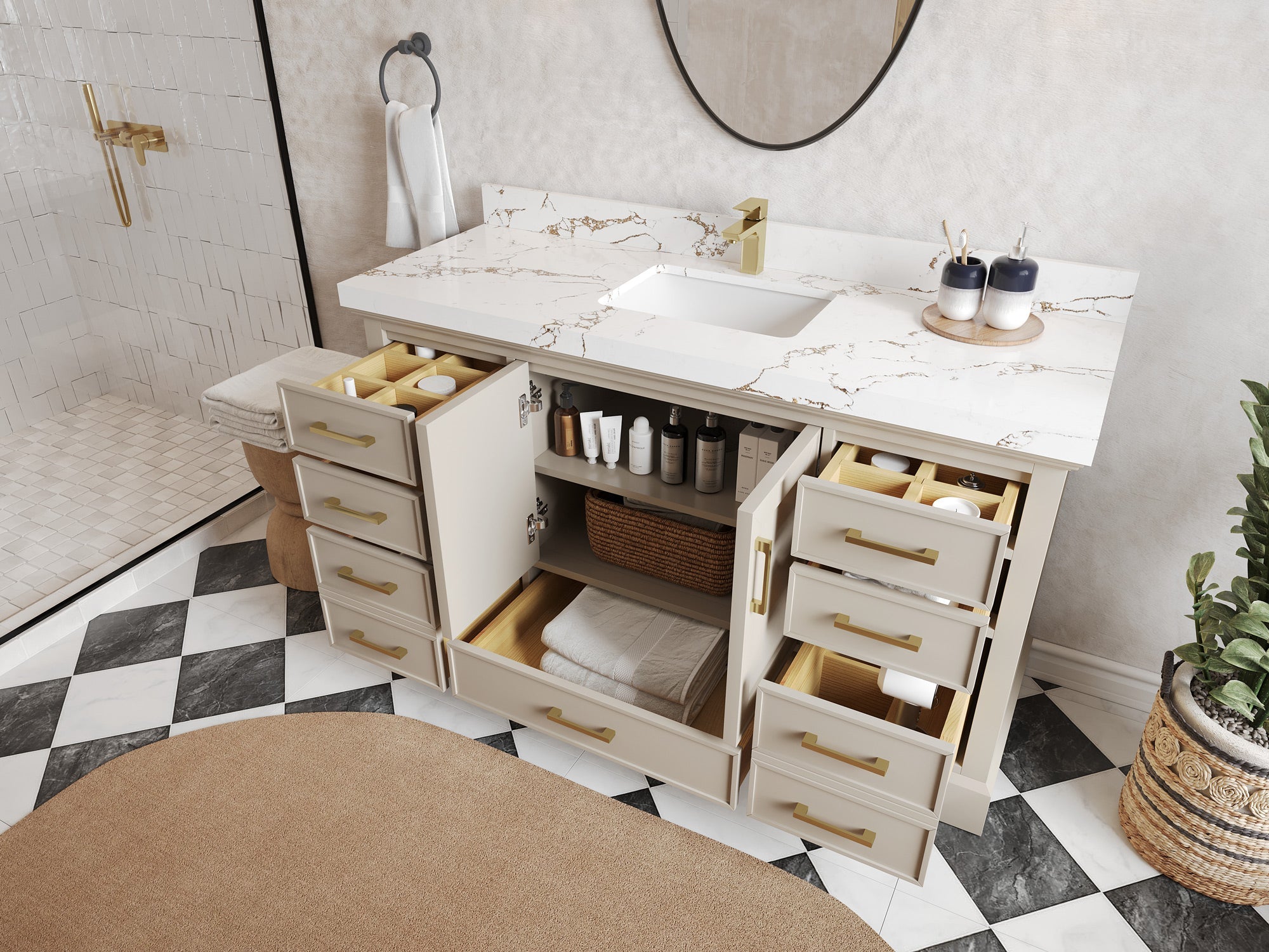 Charlotte 60 in. W x 22 in. D Single Sink Bathroom Vanity - Willow Bath and Vanity