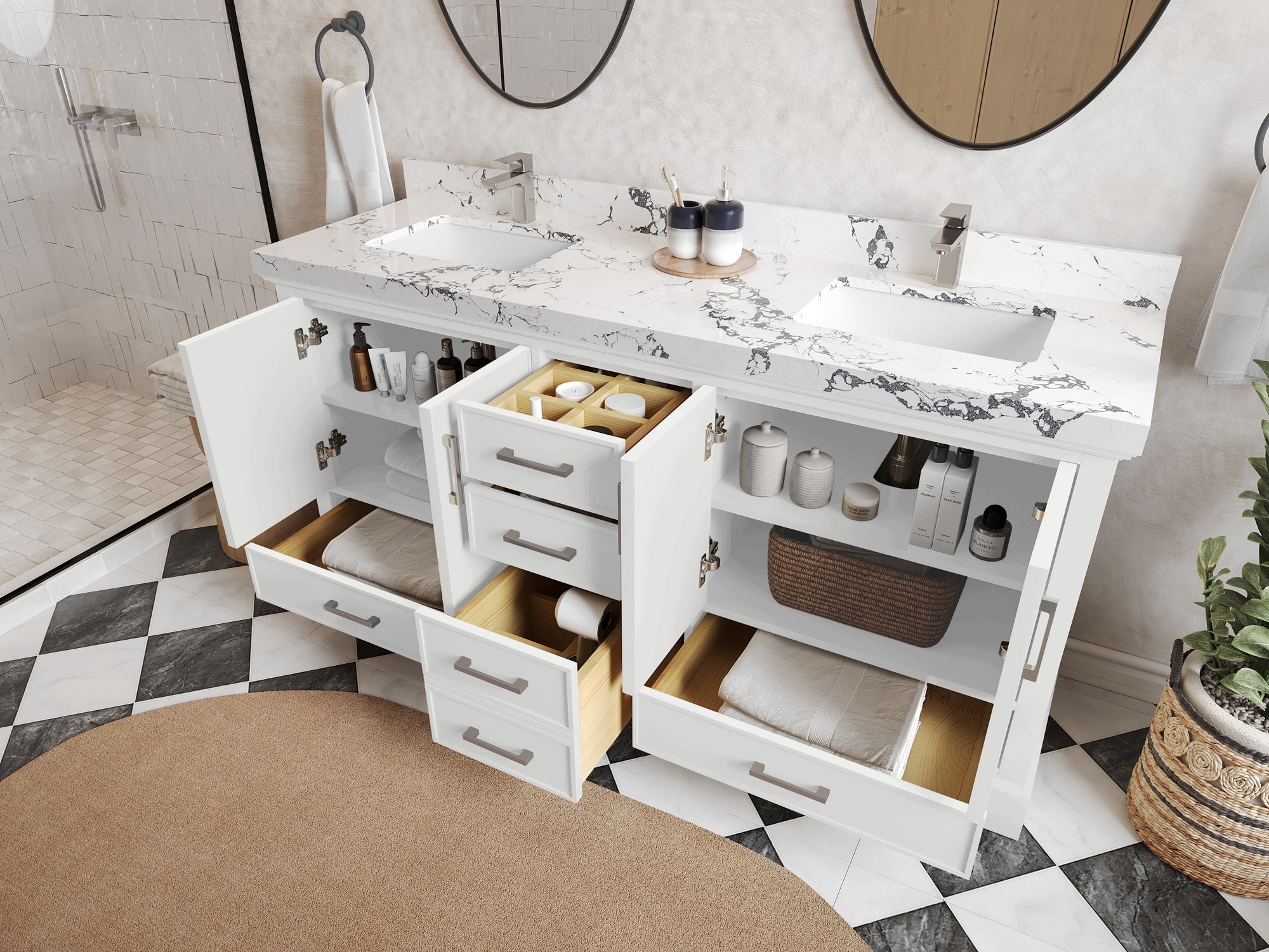 Charlotte 72 in. W x 22 in. D Double Sink Bathroom Vanity - Willow Bath and Vanity