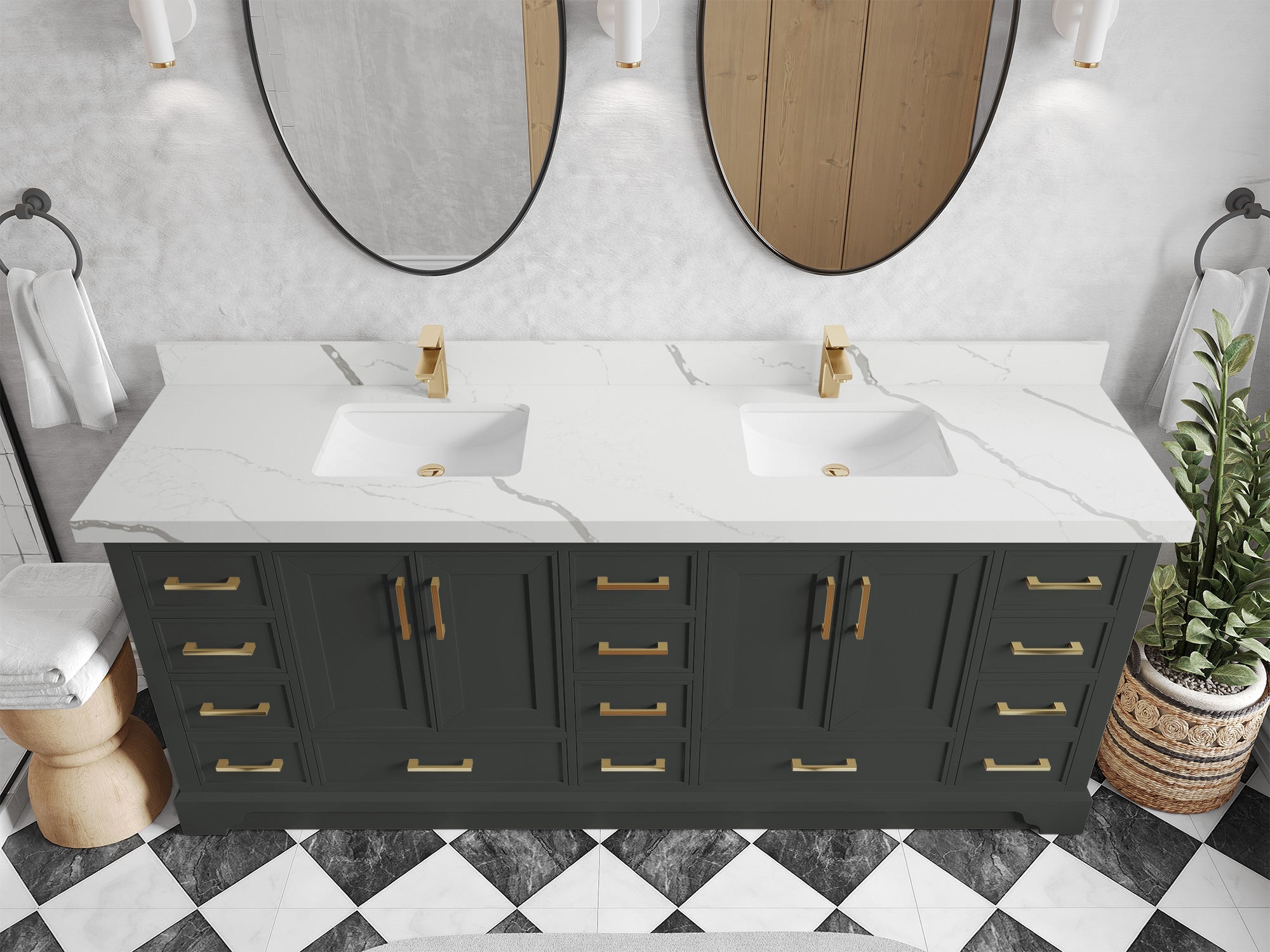 Charlotte 84 in. W x 22 in. D Double Sink Bathroom Vanity - Willow Bath and Vanity
