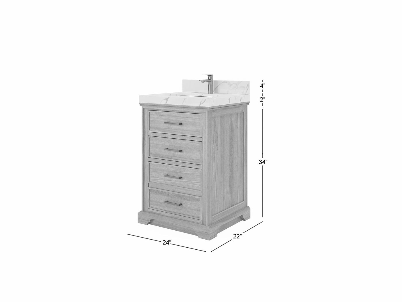 Charlotte Teak Wood 24 in. W x 22 in. D Single Sink Bathroom Vanity