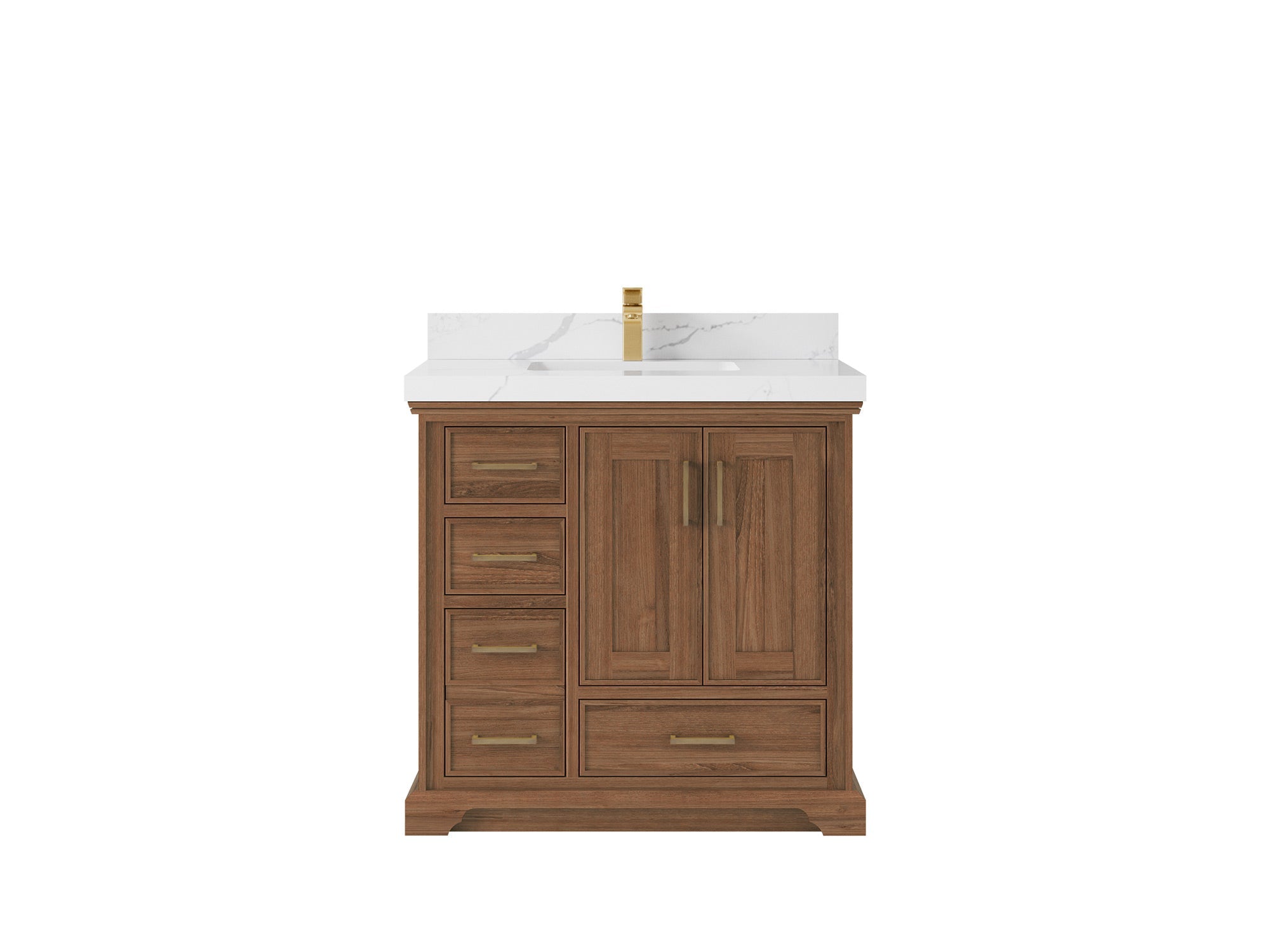 Charlotte Teak Wood 36 in. W x 22 in. D Center Sink Bathroom Vanity - Willow Bath and Vanity