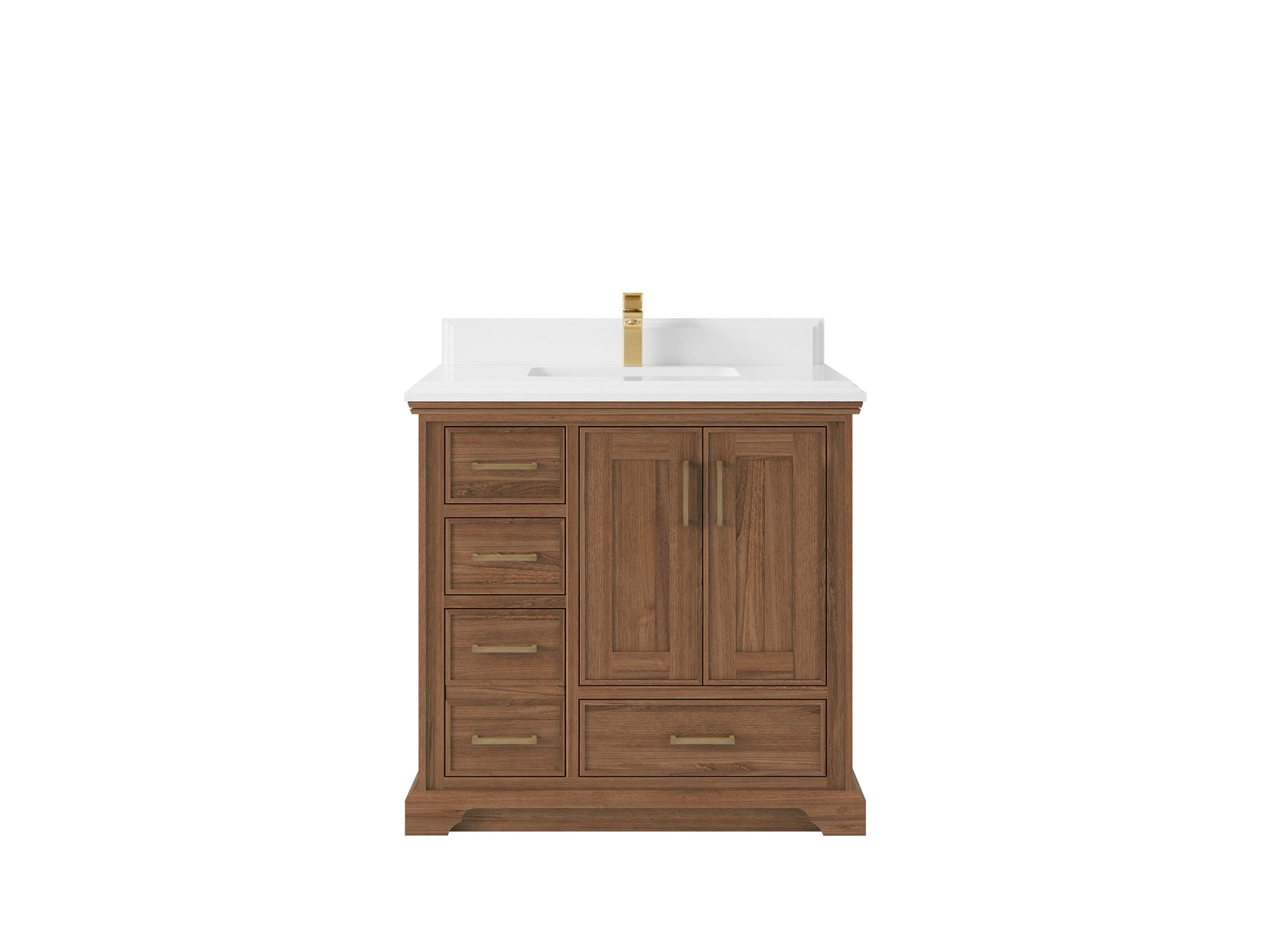 Charlotte Teak Wood 36 in. W x 22 in. D Center Sink Bathroom Vanity - Willow Bath and Vanity