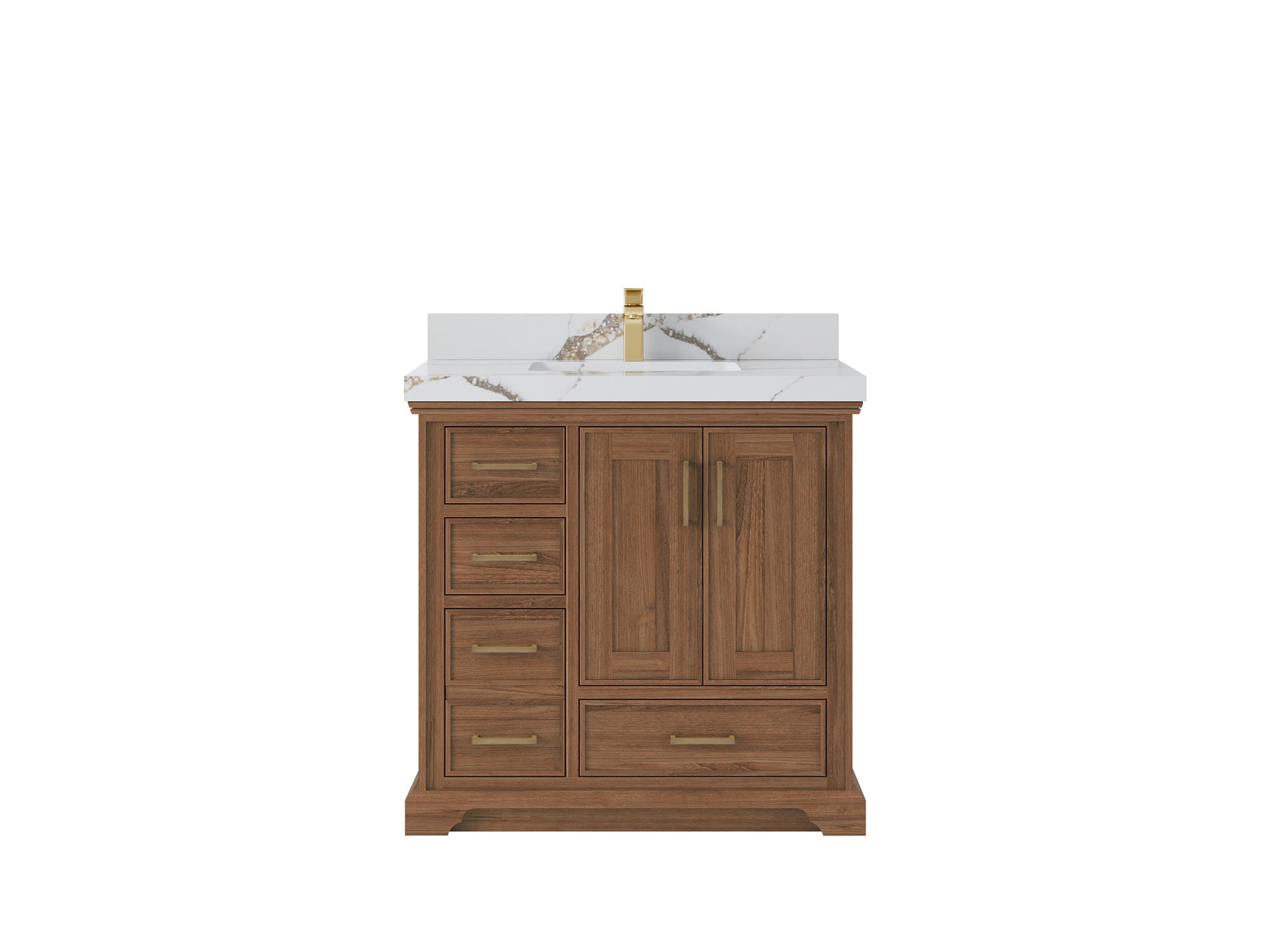 Charlotte Teak Wood 36 in. W x 22 in. D Center Sink Bathroom Vanity - Willow Bath and Vanity