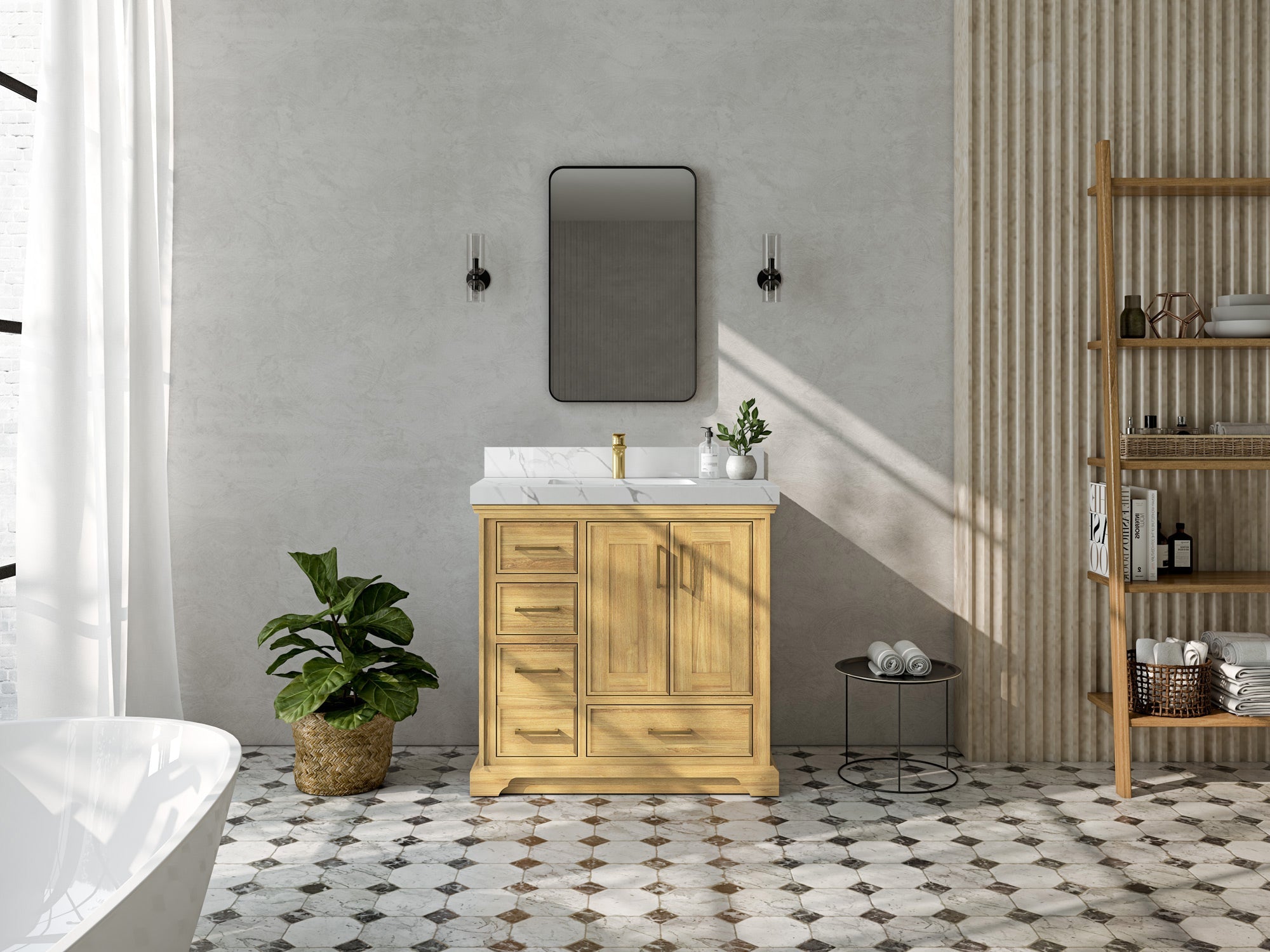 Charlotte Teak Wood 36" W x 22" D Center Sink Vanity for Timeless Bathrooms - Willow Bath and Vanity