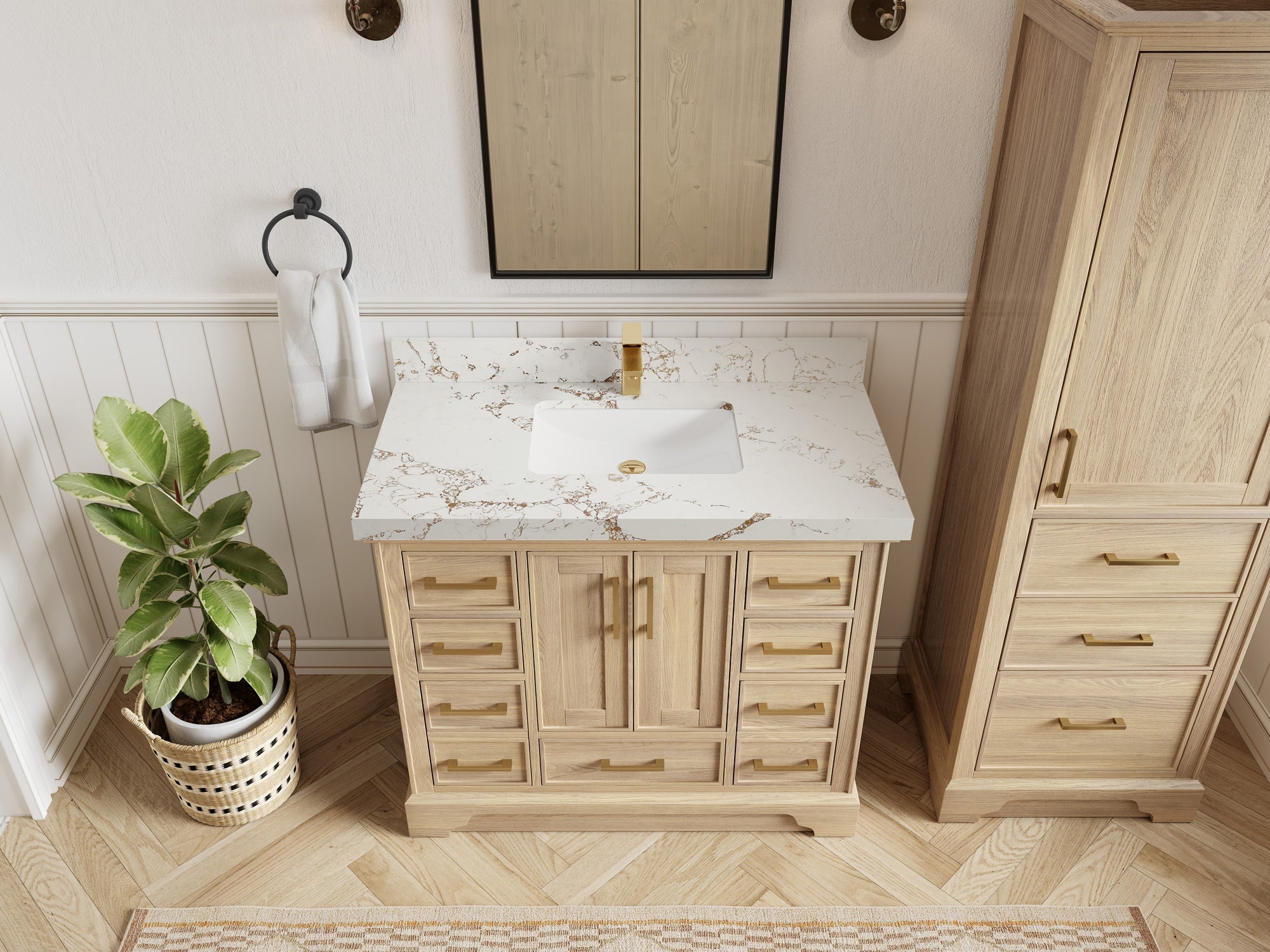 Charlotte White Oak 42 in. W x 22 in. D Single Sink Bathroom Vanity - Willow Bath and Vanity