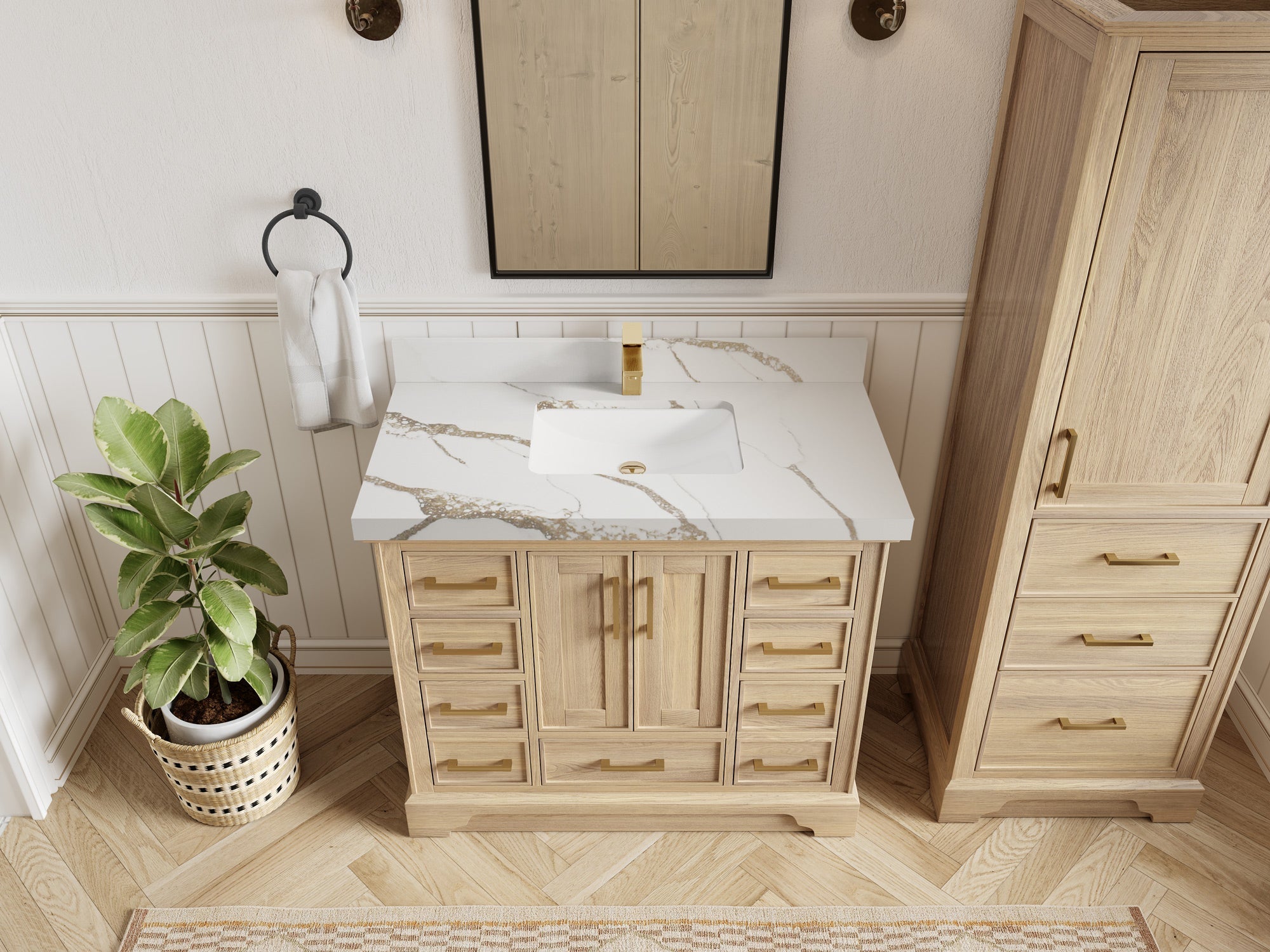 Charlotte White Oak 42 in. W x 22 in. D Single Sink Bathroom Vanity - Willow Bath and Vanity