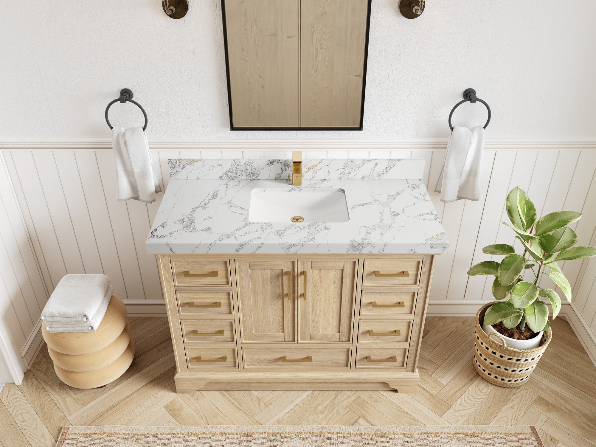 Charlotte White Oak 48 in. W x 22 in. D Single Sink Bathroom Vanity - Willow Bath and Vanity