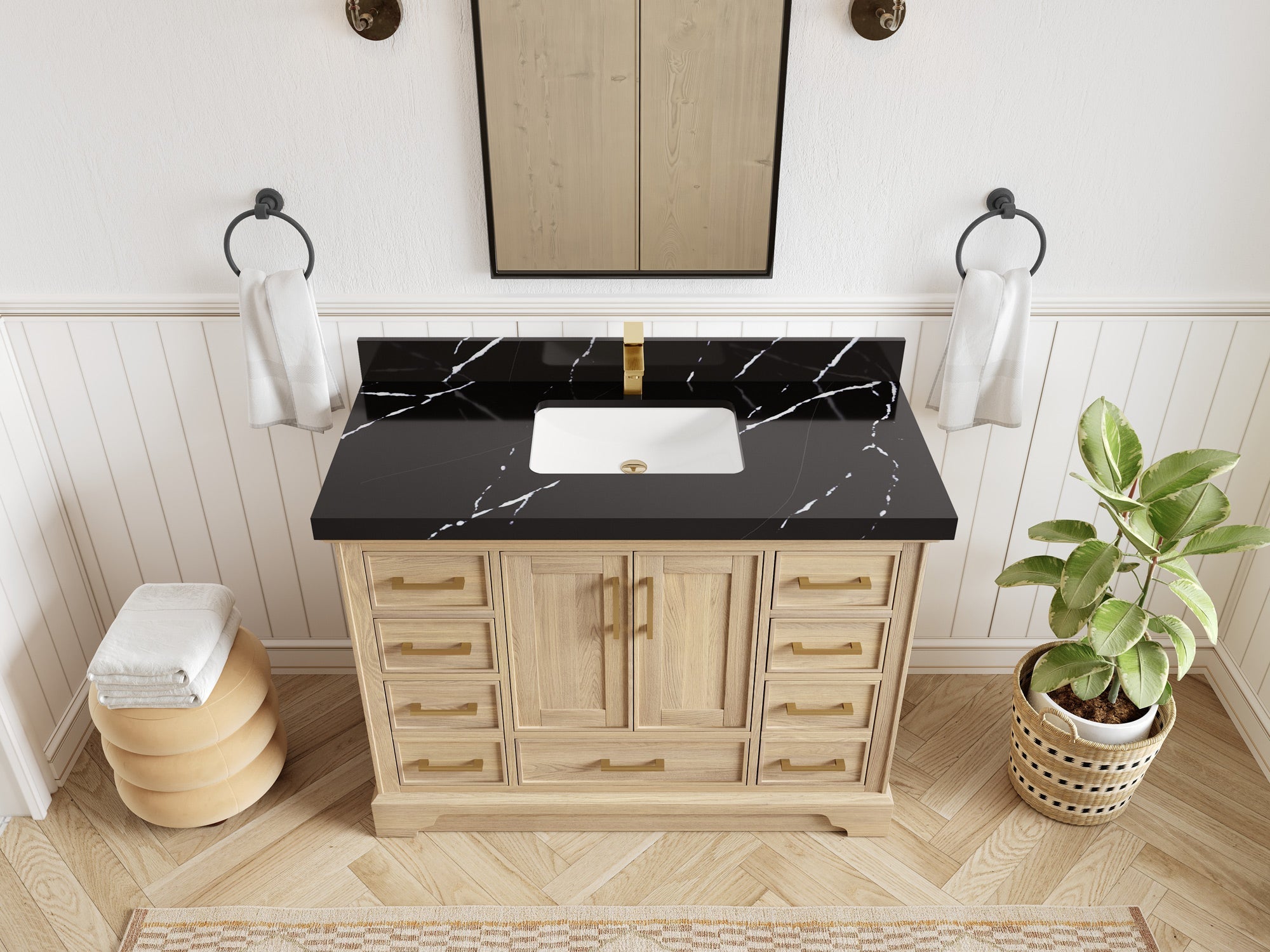 Charlotte White Oak 48 in. W x 22 in. D Single Sink Bathroom Vanity - Willow Bath and Vanity