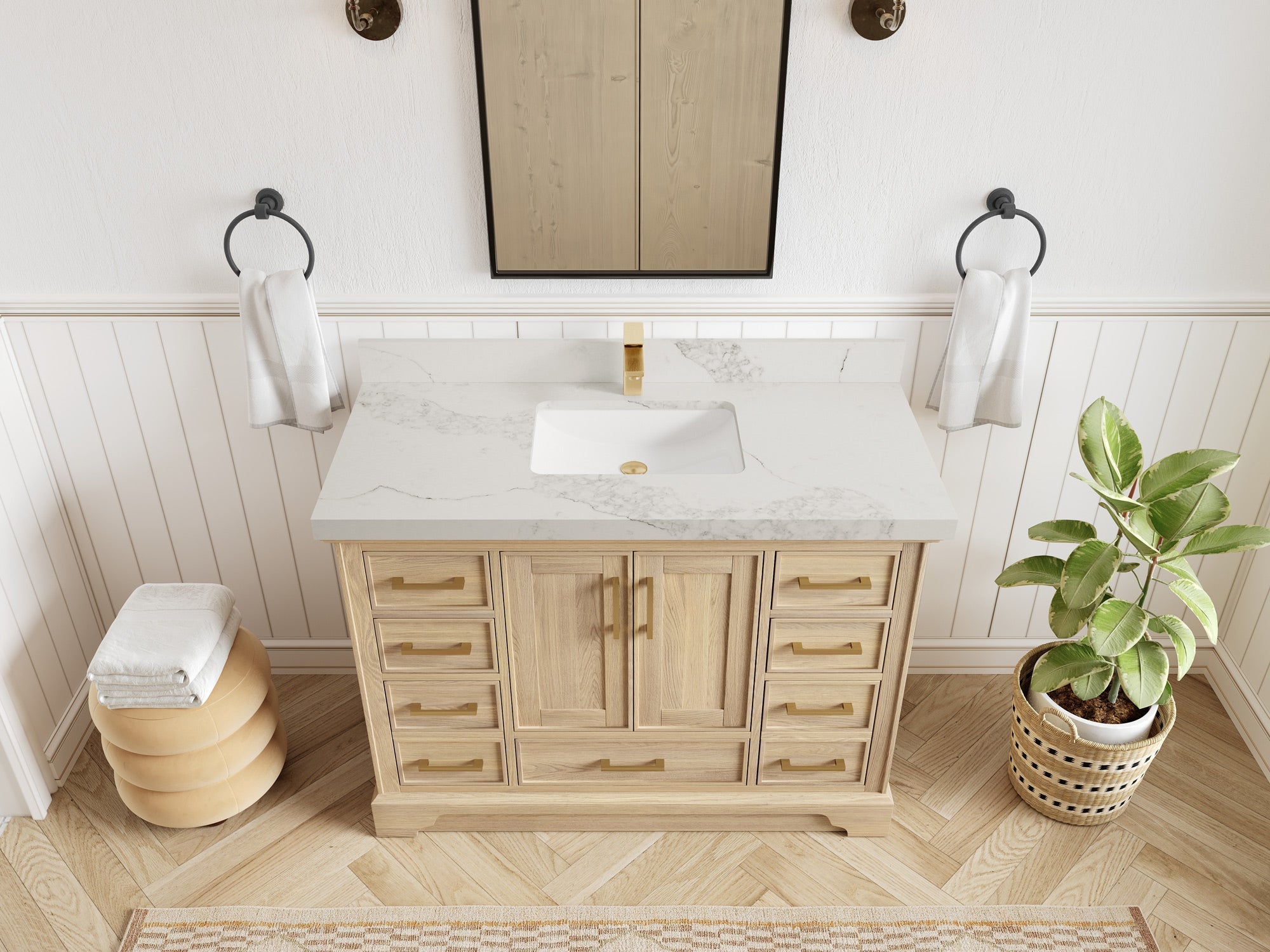 Charlotte White Oak 48 in. W x 22 in. D Single Sink Bathroom Vanity - Willow Bath and Vanity