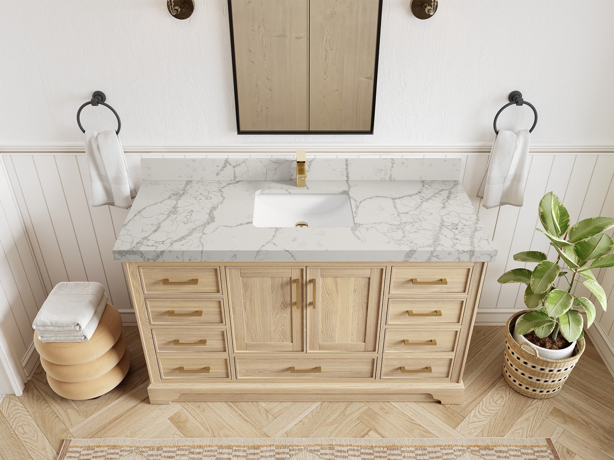 Charlotte White Oak 60 in. W x 22 in. D Single Sink Bathroom Vanity - Willow Bath and Vanity