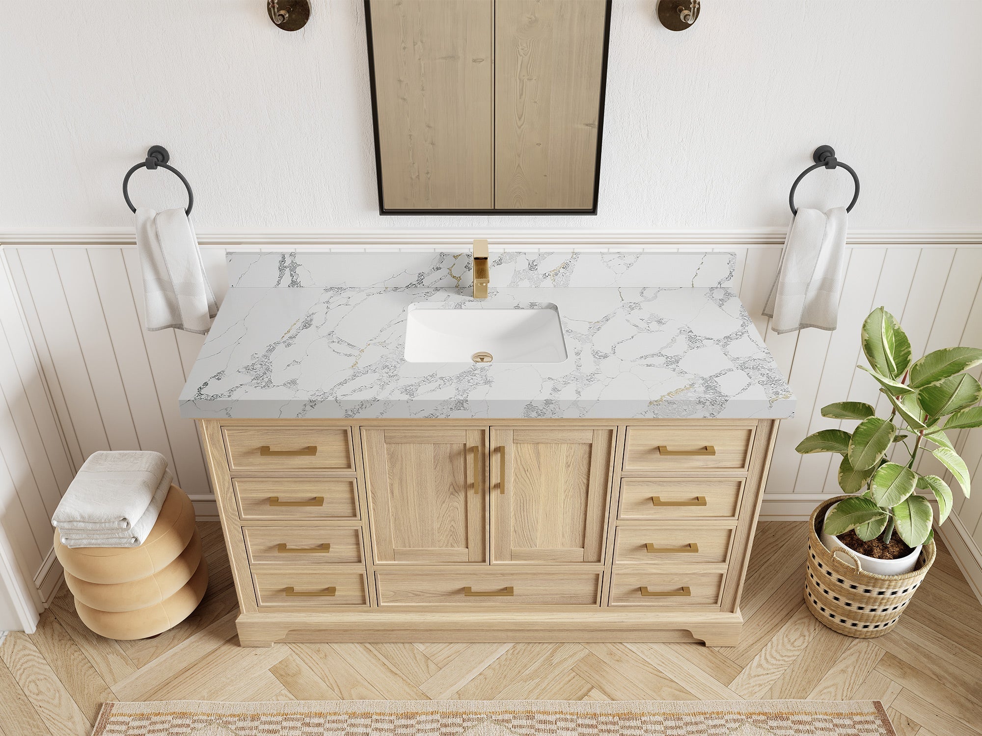 Charlotte White Oak 60 in. W x 22 in. D Single Sink Bathroom Vanity - Willow Bath and Vanity