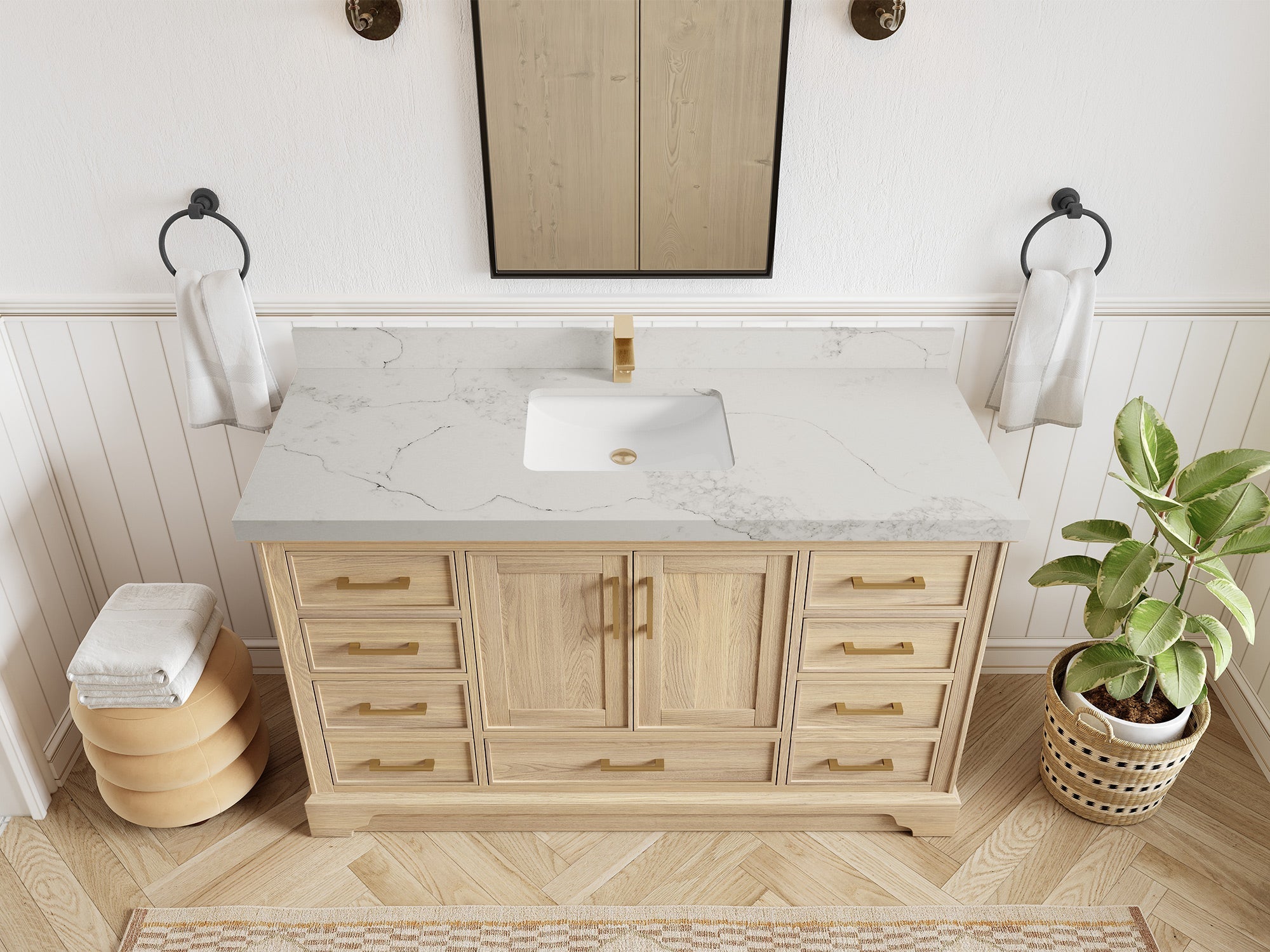 Charlotte White Oak 60 in. W x 22 in. D Single Sink Bathroom Vanity - Willow Bath and Vanity