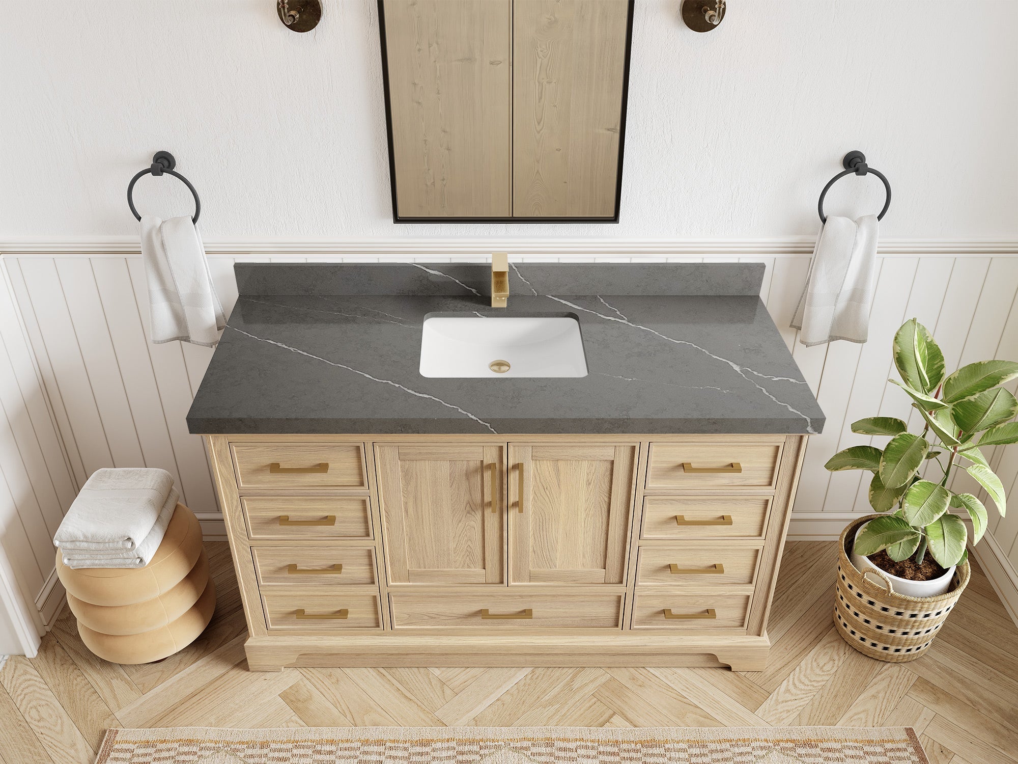 Charlotte White Oak 60 in. W x 22 in. D Single Sink Bathroom Vanity - Willow Bath and Vanity