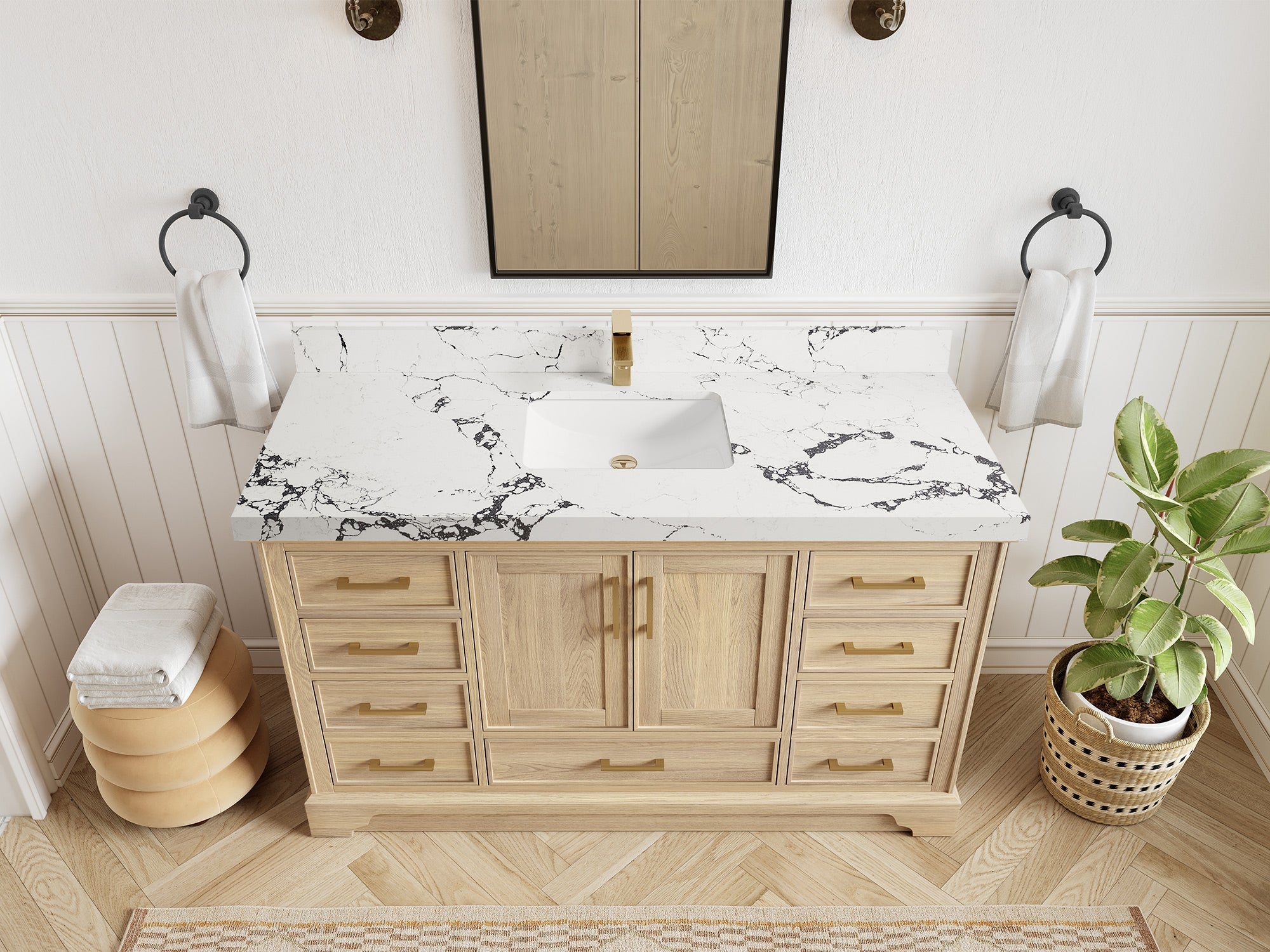 Charlotte White Oak 60 in. W x 22 in. D Single Sink Bathroom Vanity - Willow Bath and Vanity