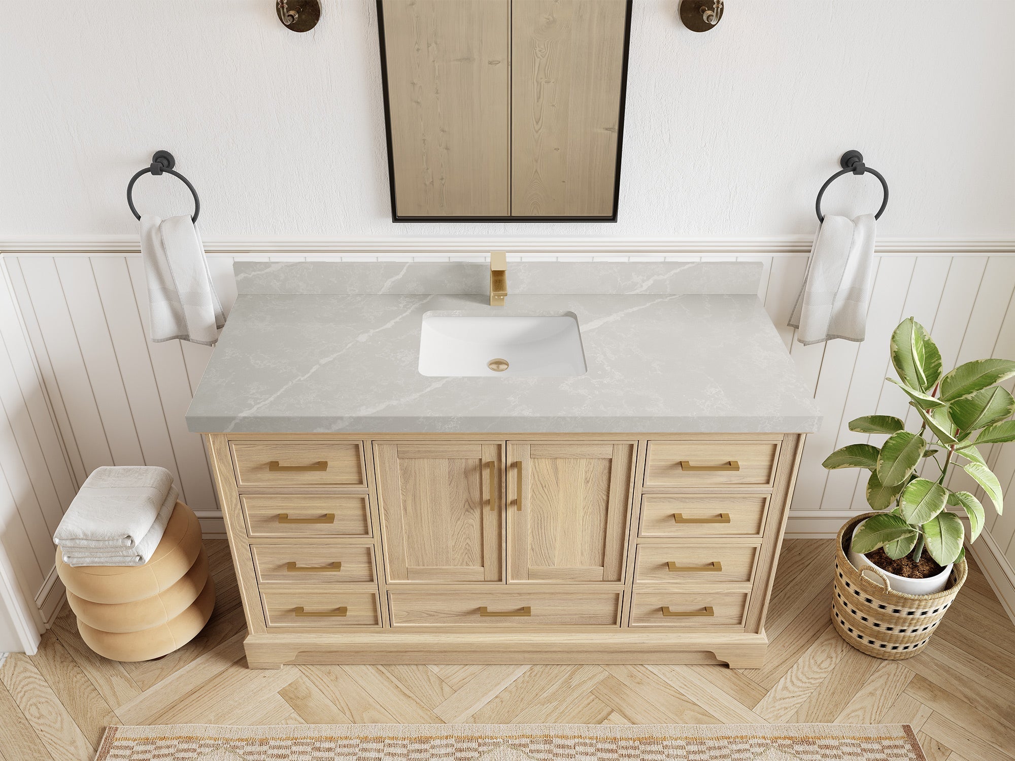 Charlotte White Oak 60 in. W x 22 in. D Single Sink Bathroom Vanity - Willow Bath and Vanity