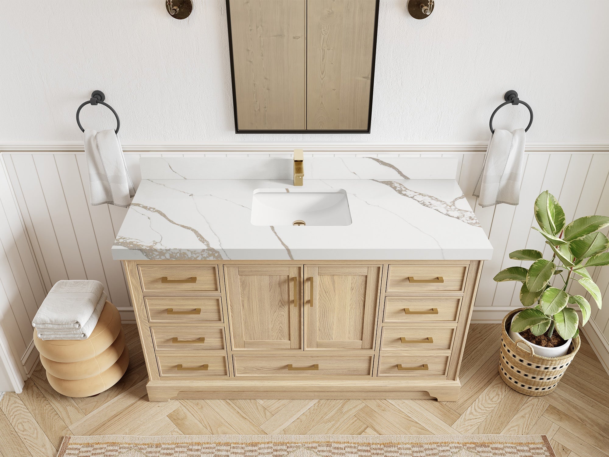 Charlotte White Oak 60 in. W x 22 in. D Single Sink Bathroom Vanity - Willow Bath and Vanity