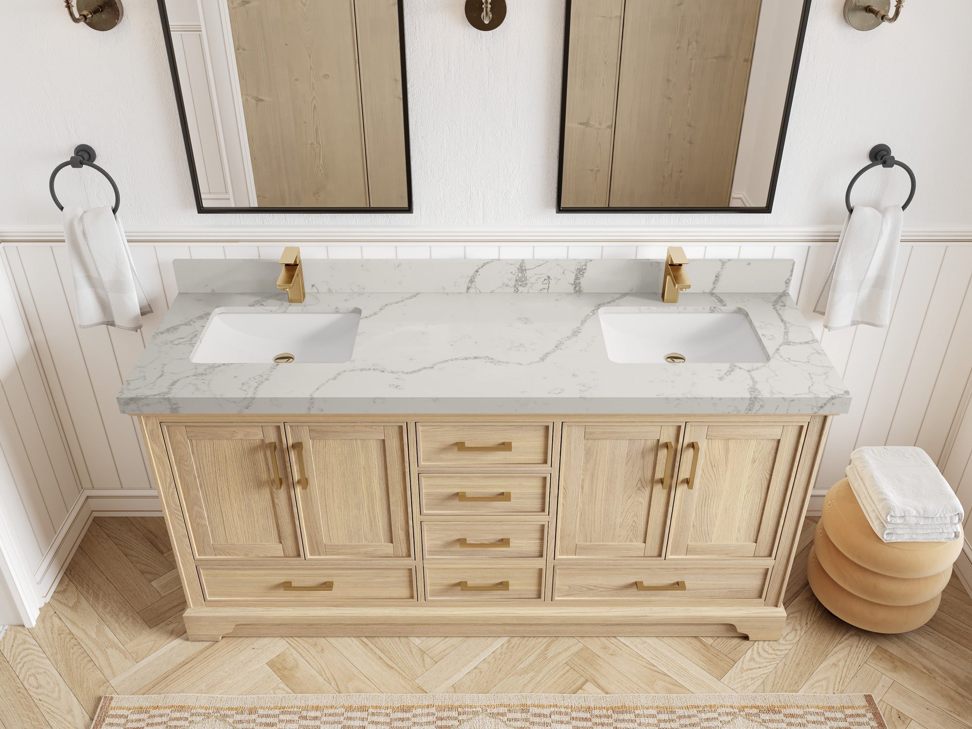 Charlotte White Oak 72 in. W x 22 in. D Double Sink Bathroom Vanity - Willow Bath and Vanity