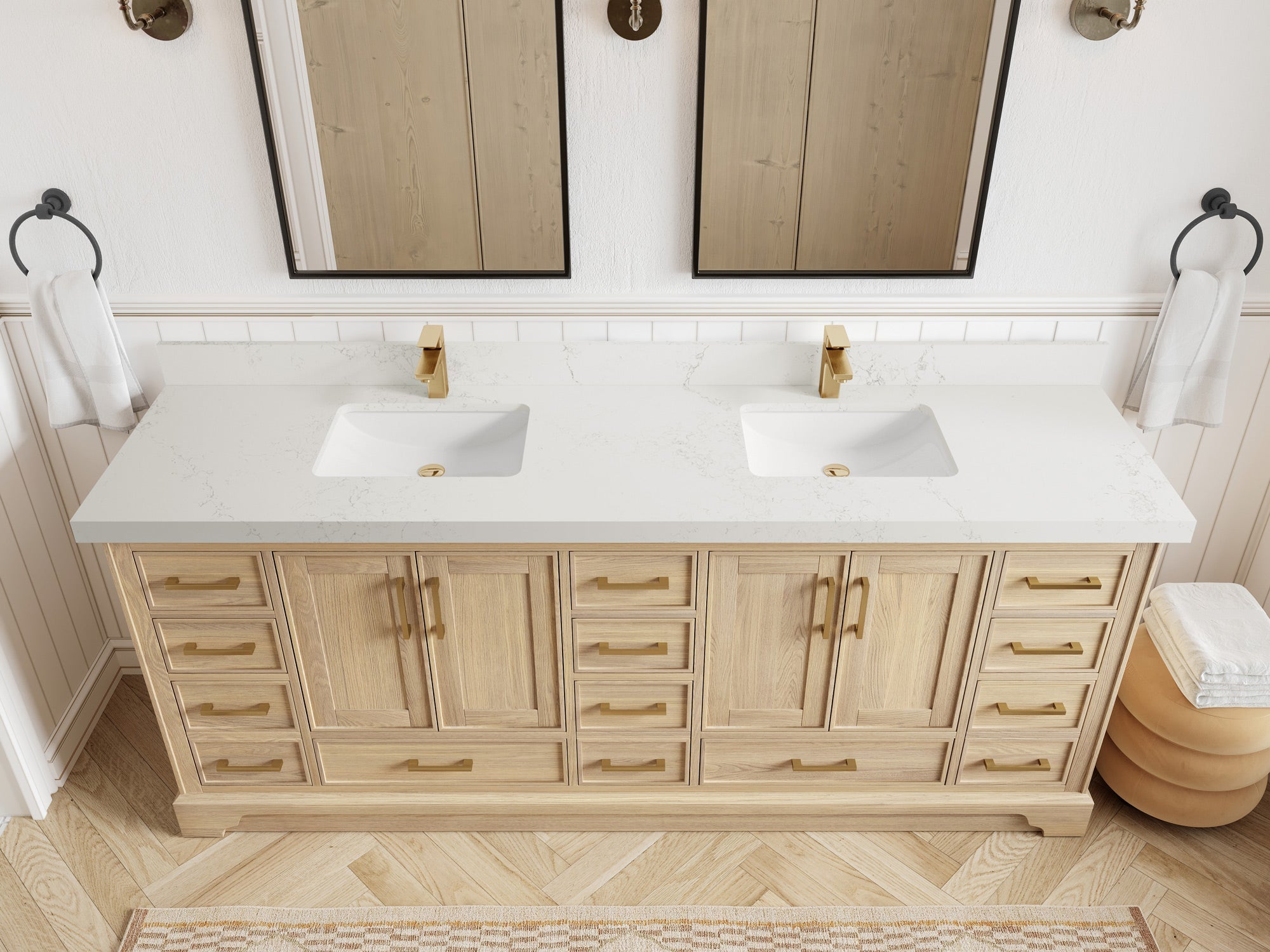 Charlotte White Oak 84 in. W x 22 in. D Double Sink Bathroom Vanity - Willow Bath and Vanity