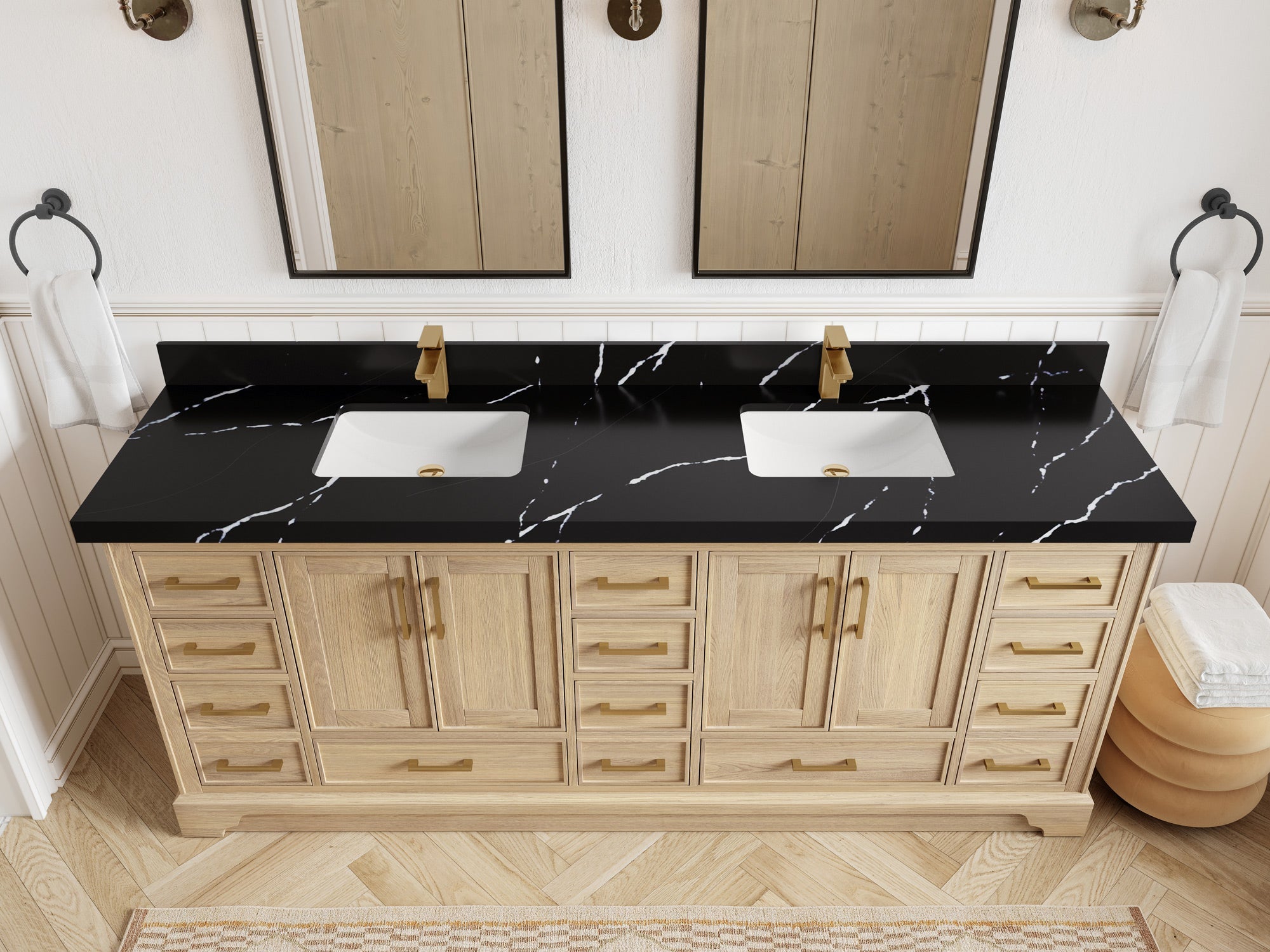 Charlotte White Oak 84 in. W x 22 in. D Double Sink Bathroom Vanity - Willow Bath and Vanity