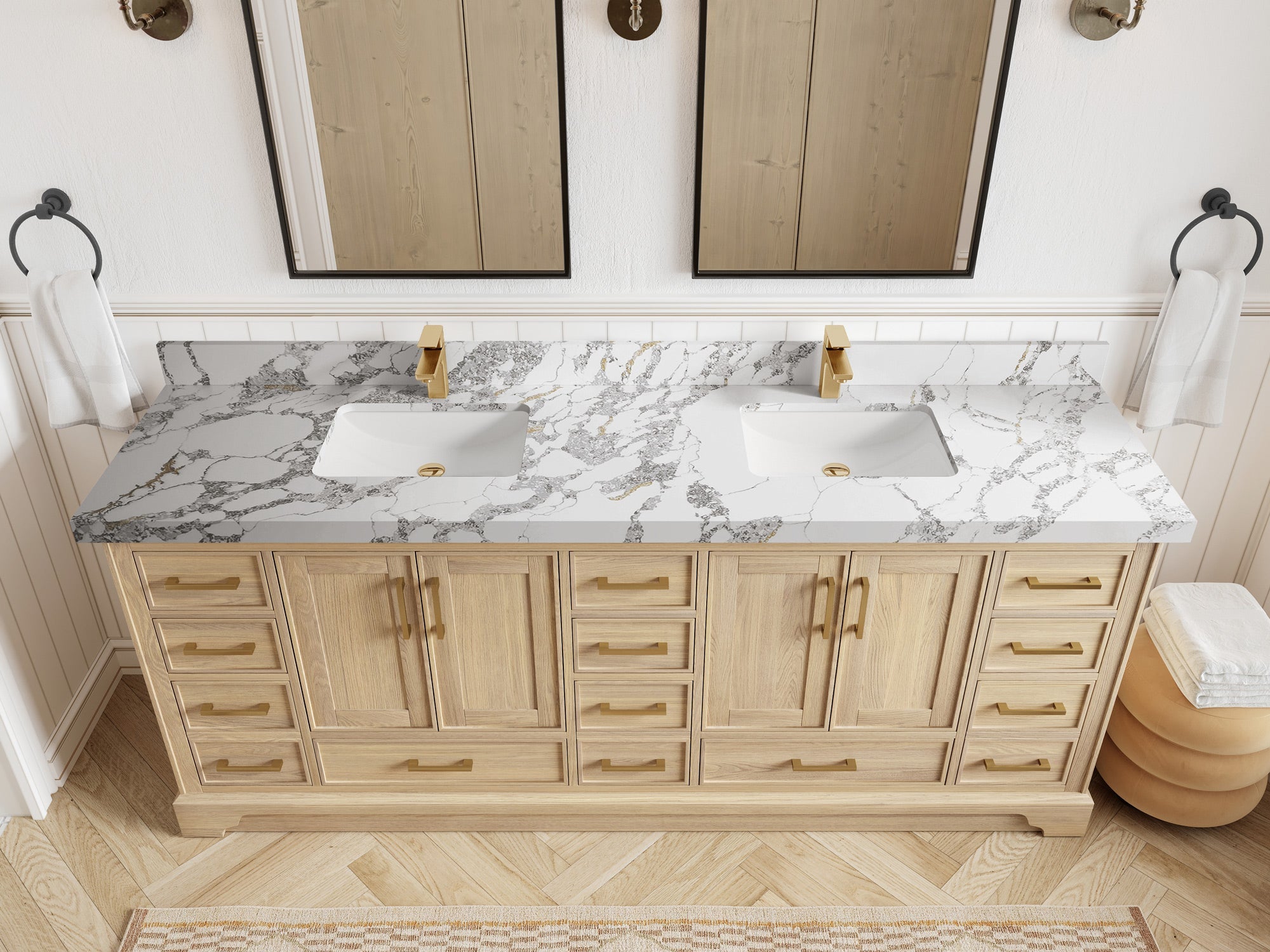 Charlotte White Oak 84 in. W x 22 in. D Double Sink Bathroom Vanity - Willow Bath and Vanity