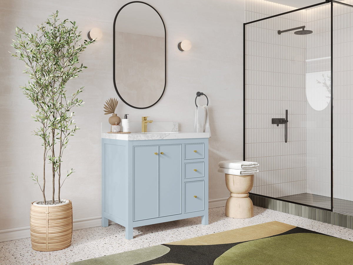 Chicago 36 in. W x 22 in. D Center Sink Bathroom Vanity - Willow Bath and Vanity