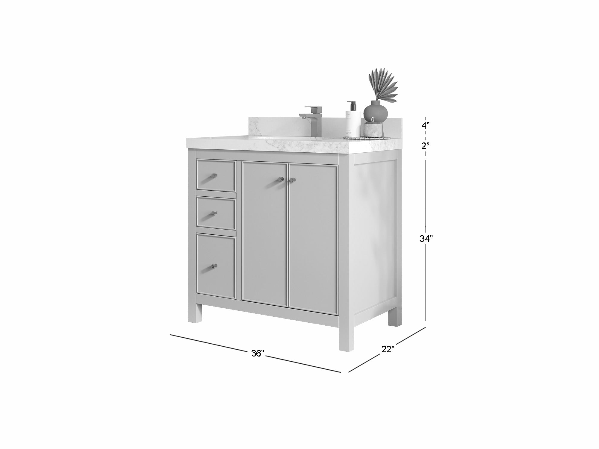 Chicago 36 in. W x 22 in. D Center Sink Bathroom Vanity - Willow Bath and Vanity