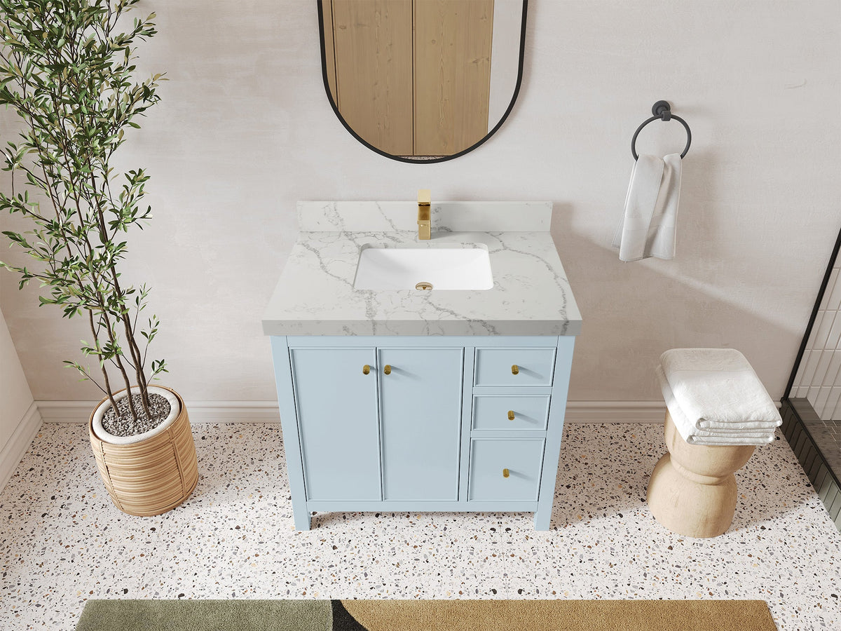 Chicago 36 in. W x 22 in. D Center Sink Bathroom Vanity - Willow Bath and Vanity