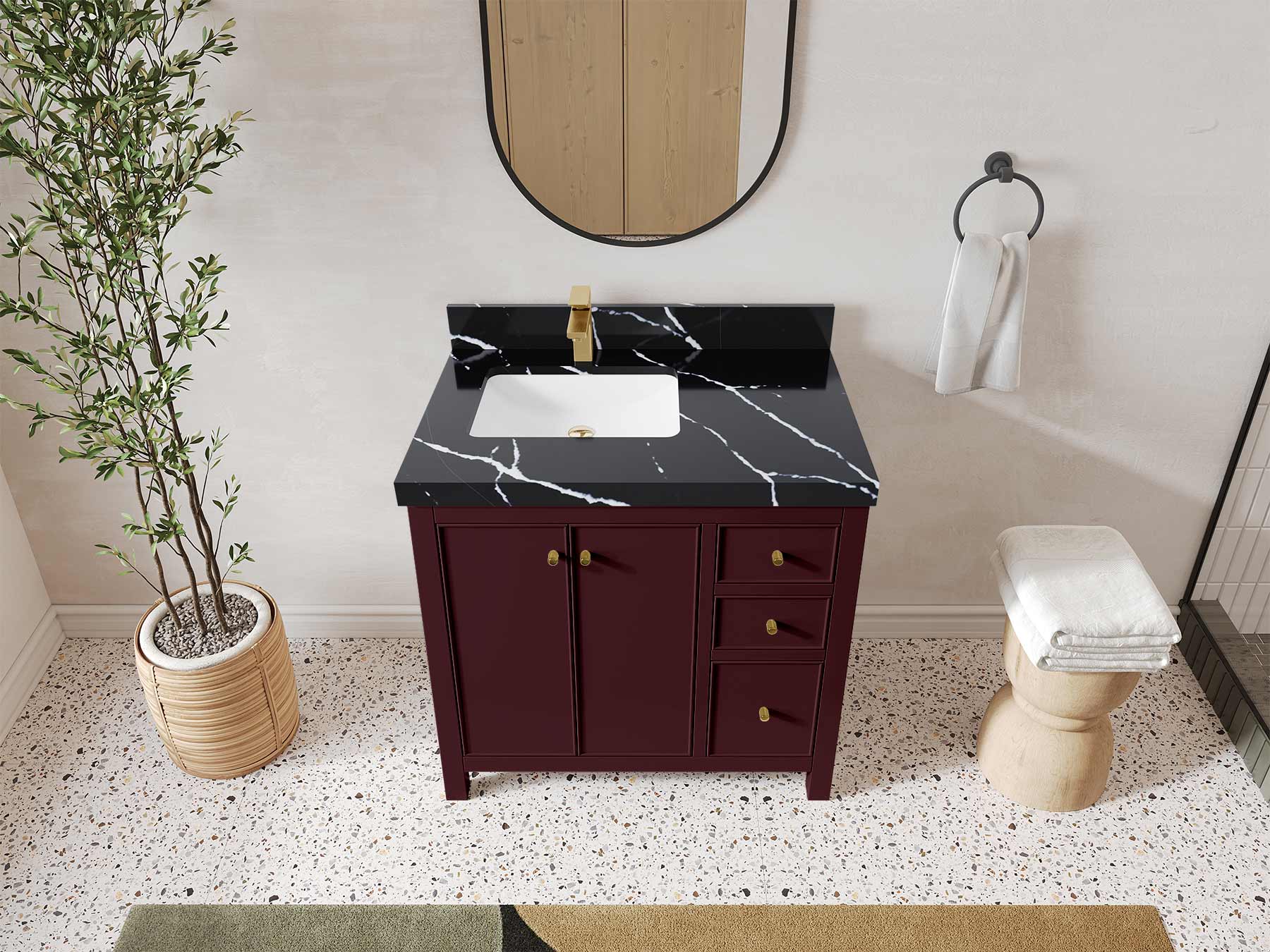 Chicago 36 in. W x 22 in. D Left Offset Sink Bathroom Vanity - Willow Bath and Vanity