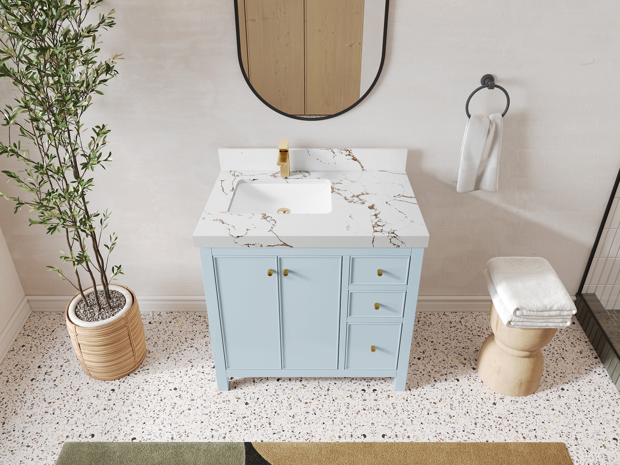 Chicago 36 in. W x 22 in. D Left Offset Sink Bathroom Vanity - Willow Bath and Vanity