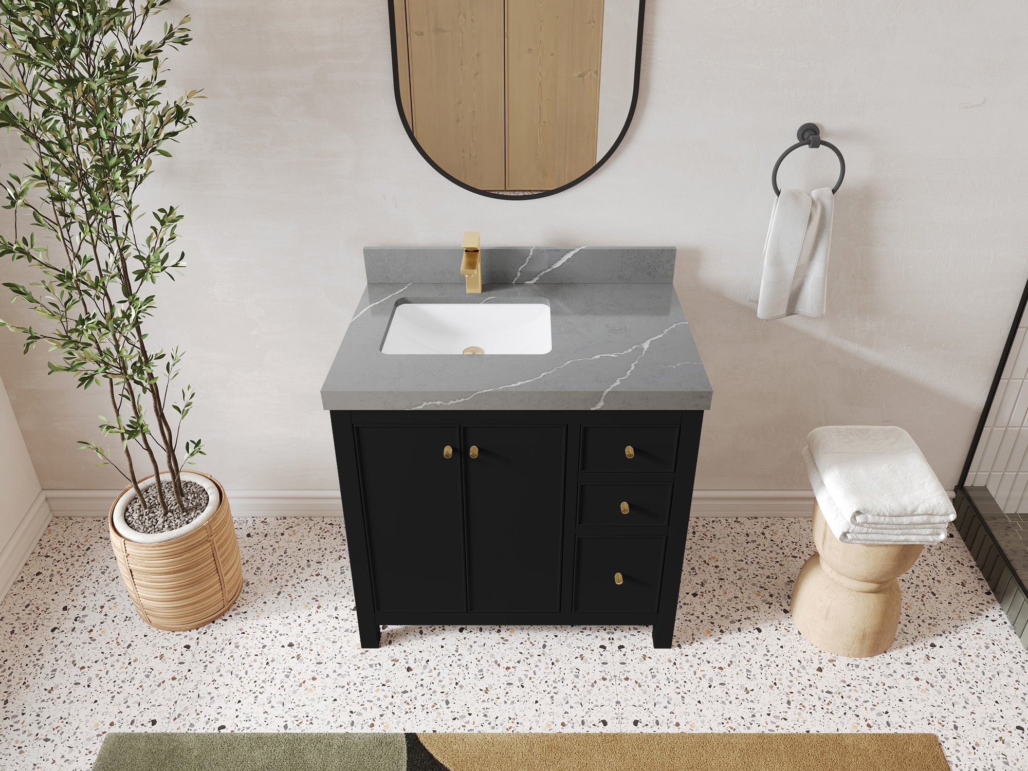 Chicago 36 in. W x 22 in. D Left Offset Sink Bathroom Vanity - Willow Bath and Vanity
