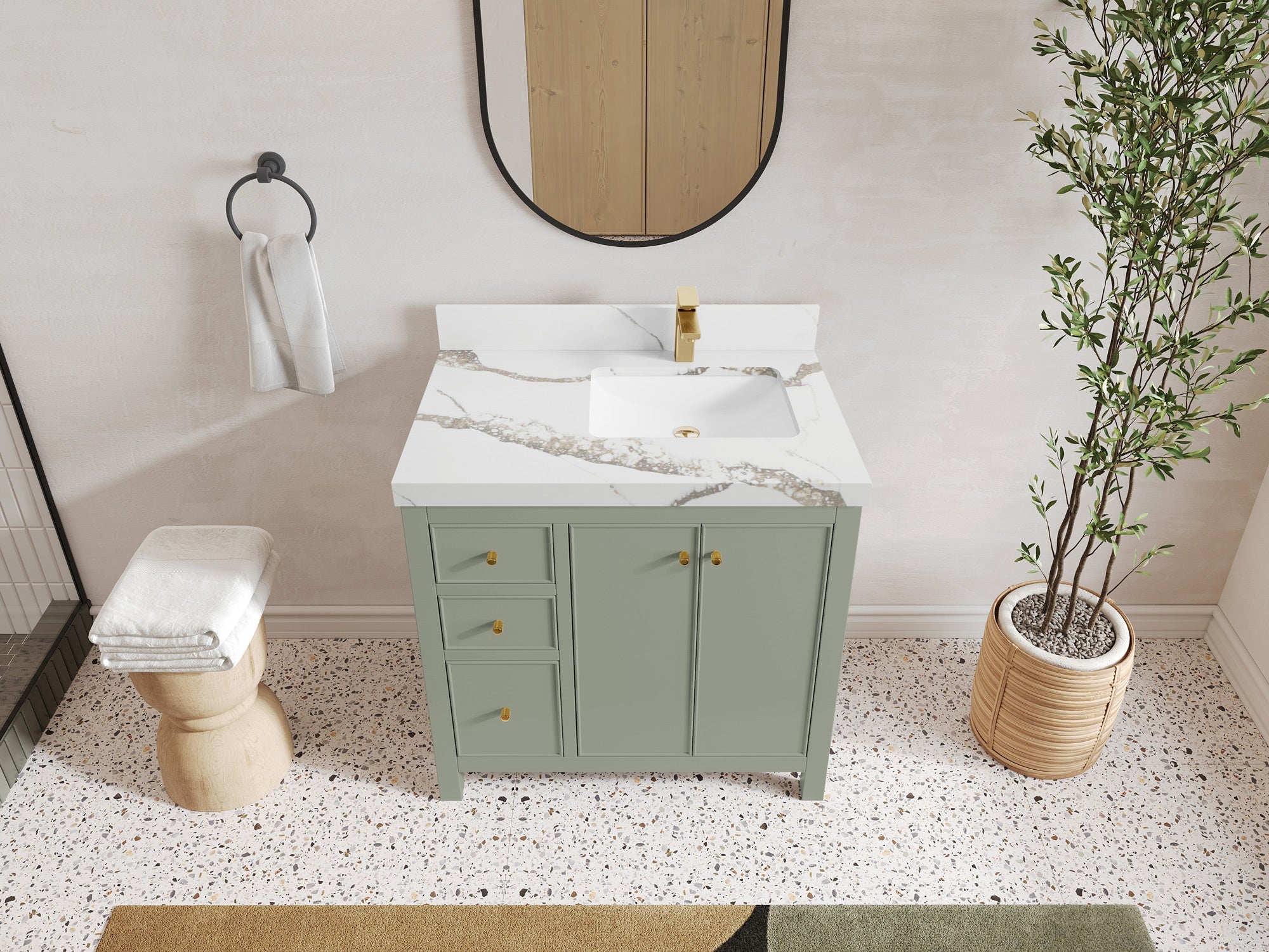 Chicago 36 in. W x 22 in. D Right Offset Sink Bathroom Vanity - Willow Bath and Vanity