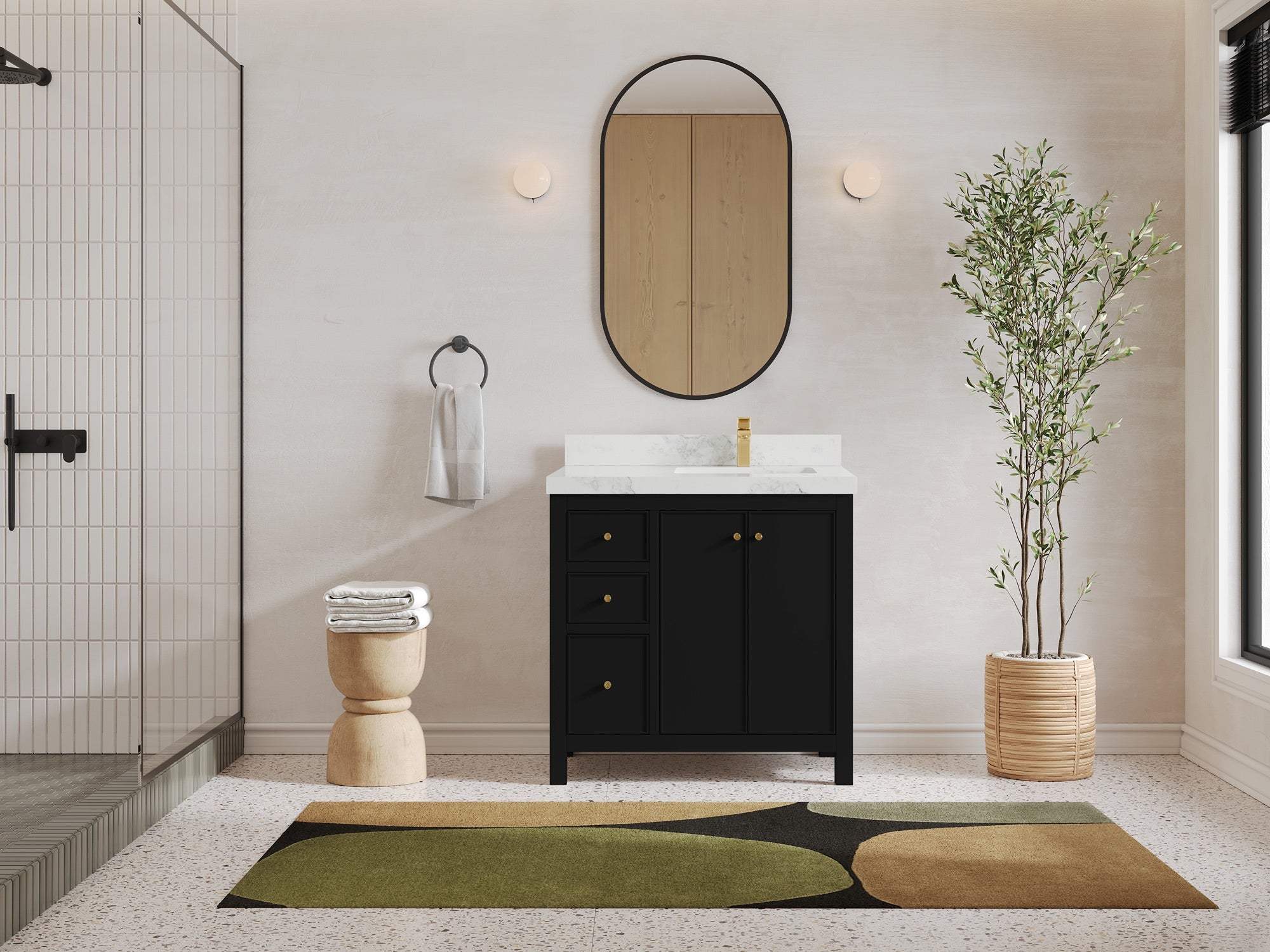 Chicago 36 in. W x 22 in. D Right Offset Sink Bathroom Vanity - Willow Bath and Vanity