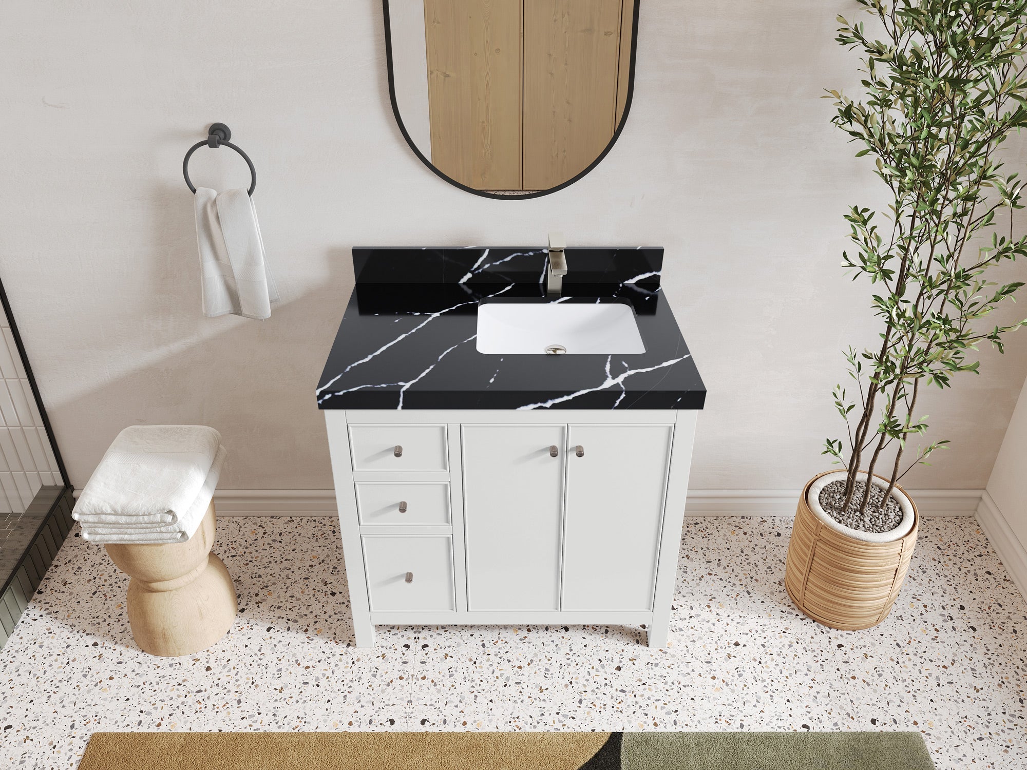 Chicago 36 in. W x 22 in. D Right Offset Sink Bathroom Vanity - Willow Bath and Vanity