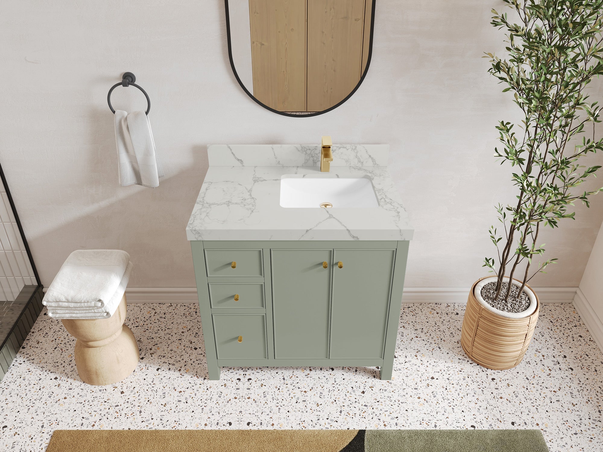 Chicago 36 in. W x 22 in. D Right Offset Sink Bathroom Vanity - Willow Bath and Vanity