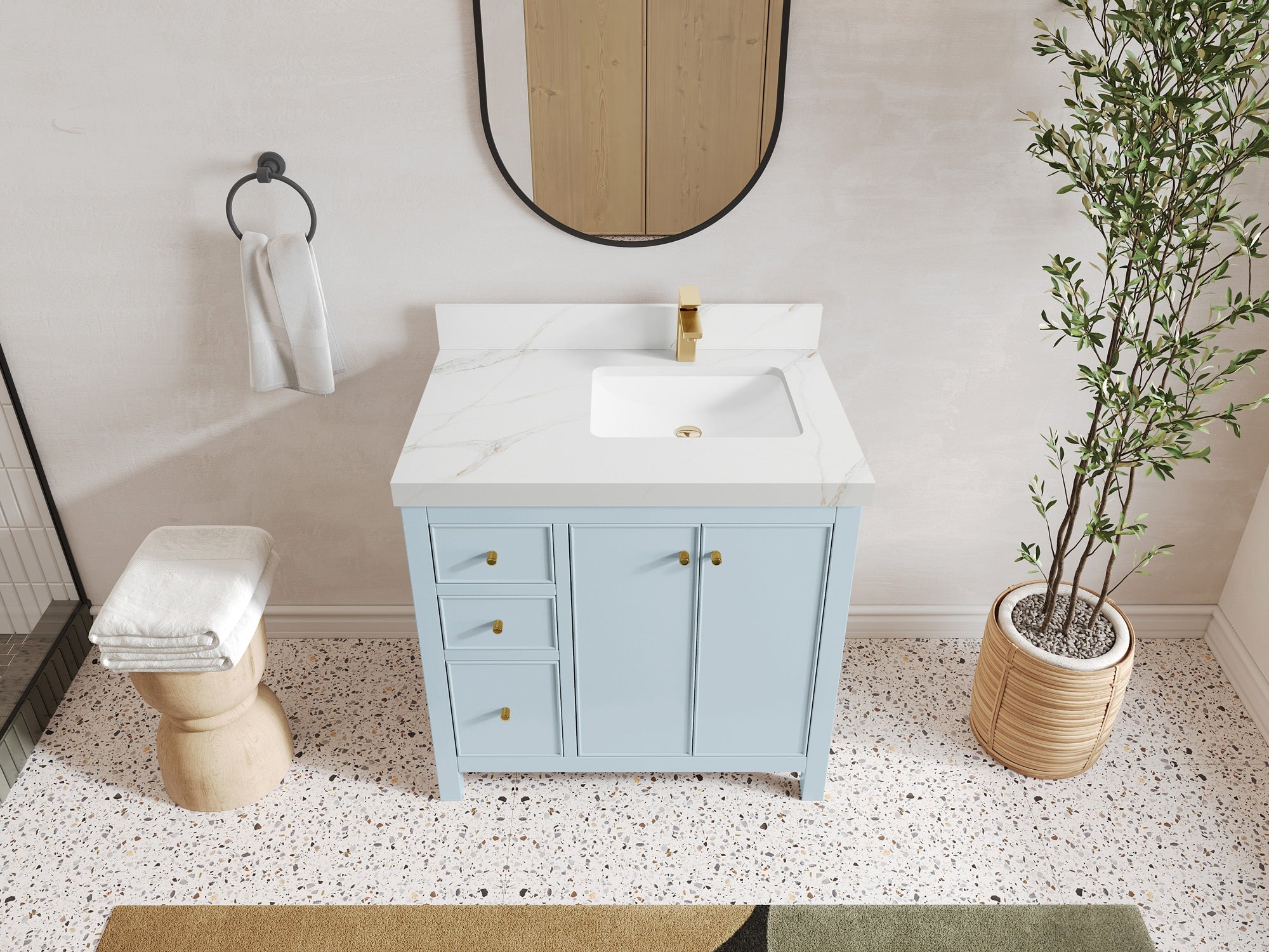 Chicago 36 in. W x 22 in. D Right Offset Sink Bathroom Vanity - Willow Bath and Vanity