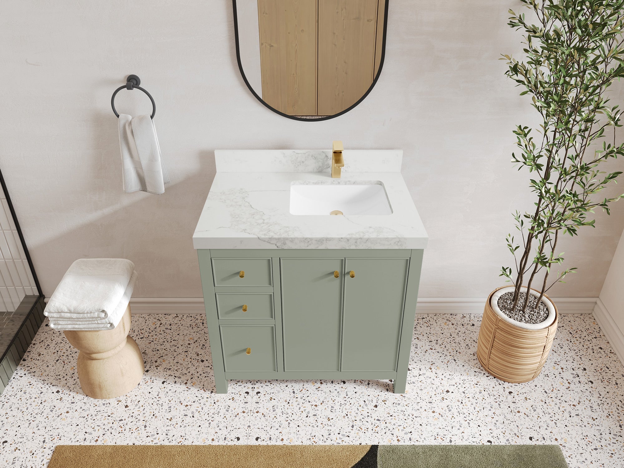 Chicago 36 in. W x 22 in. D Right Offset Sink Bathroom Vanity - Willow Bath and Vanity