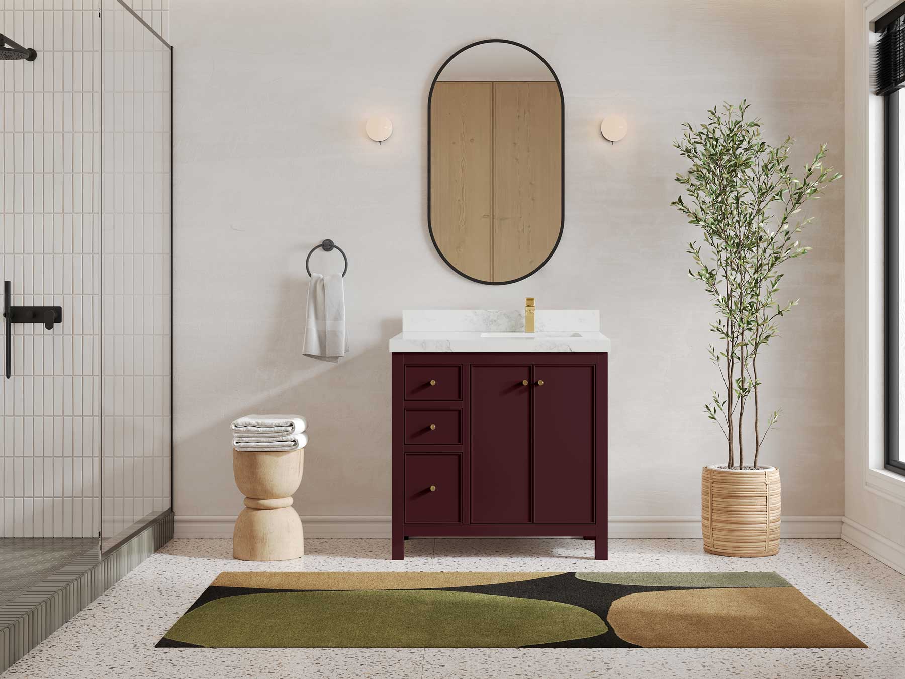 Chicago 36 in. W x 22 in. D Right Offset Sink Bathroom Vanity - Willow Bath and Vanity