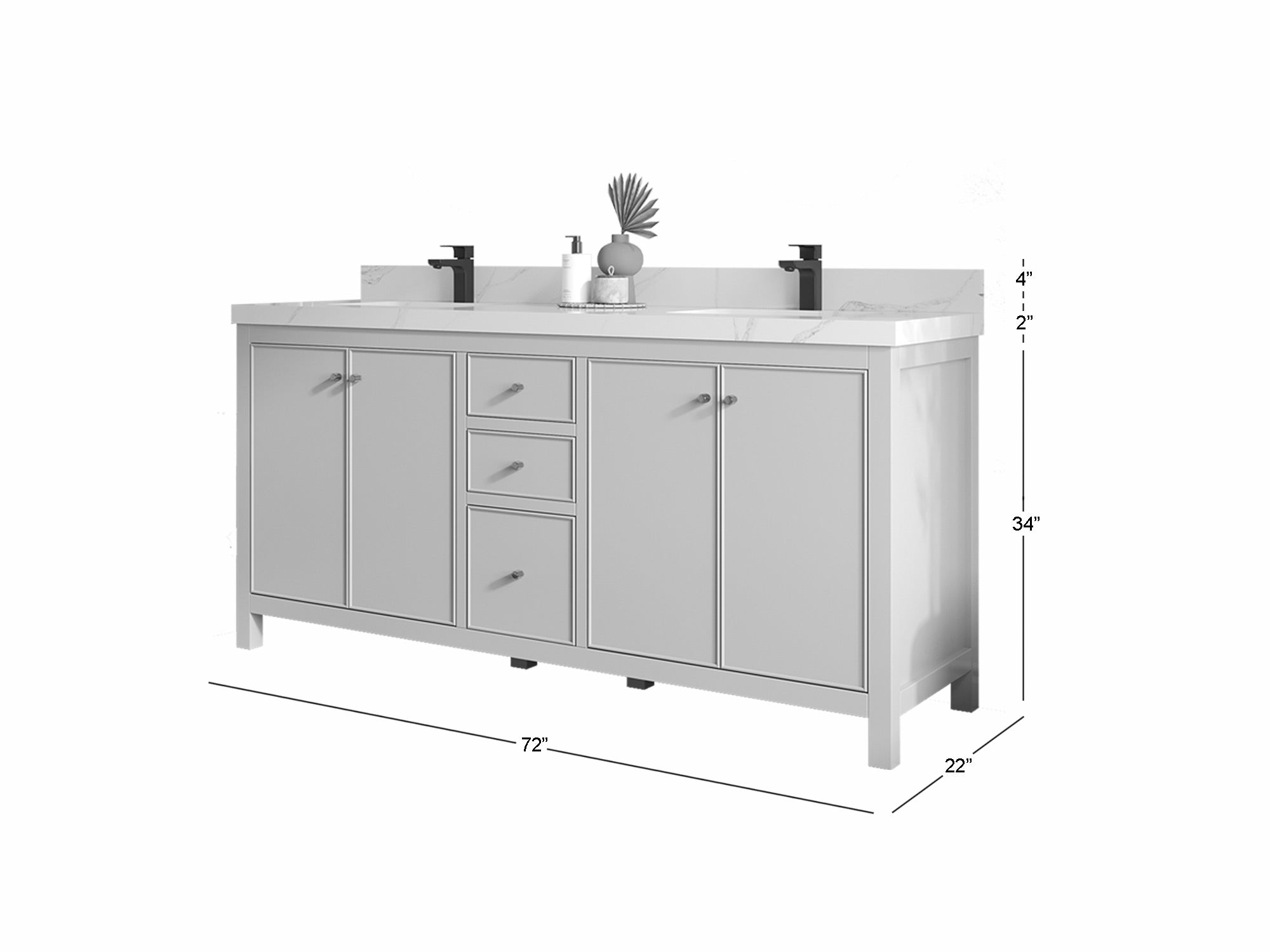 Chicago 72 in. W x 22 in. D Double Sink Bathroom Vanity - Willow Bath and Vanity
