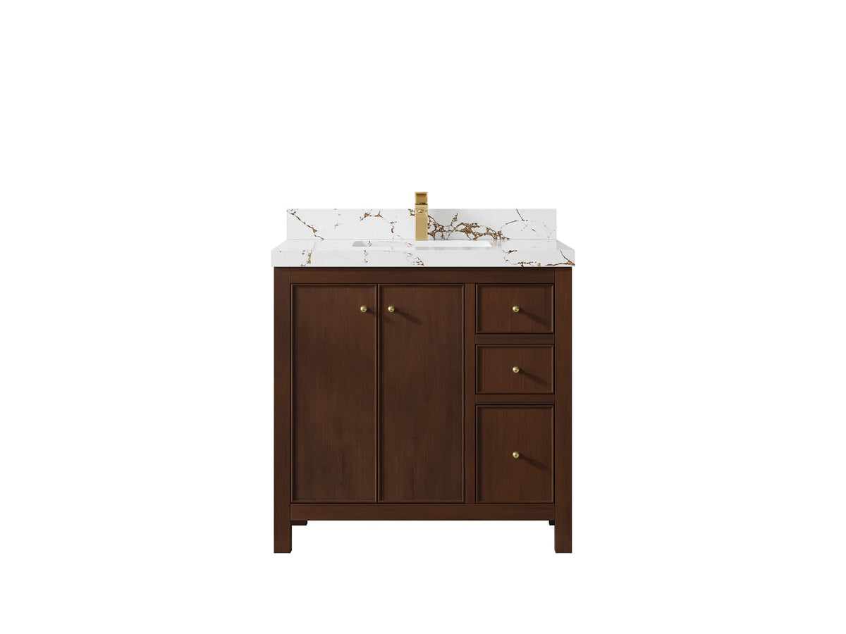 Chicago Teak 36 in. W x 22 in. D Center Sink Bathroom Vanity - Willow Bath and Vanity