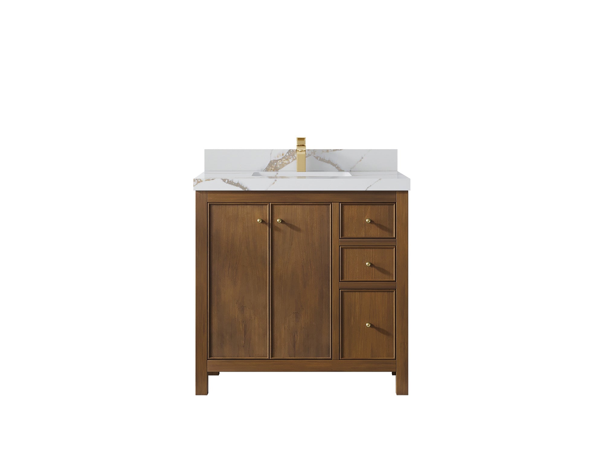 Chicago Teak 36 in. W x 22 in. D Center Sink Bathroom Vanity - Willow Bath and Vanity