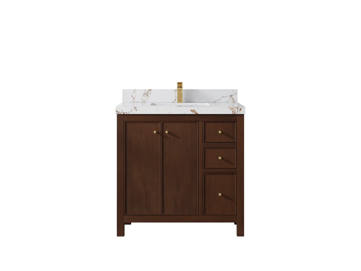 Chicago Teak 36 in. W x 22 in. D Center Sink Bathroom Vanity - Willow Bath and Vanity