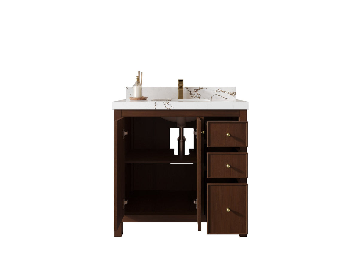 Chicago Teak 36 in. W x 22 in. D Center Sink Bathroom Vanity - Willow Bath and Vanity