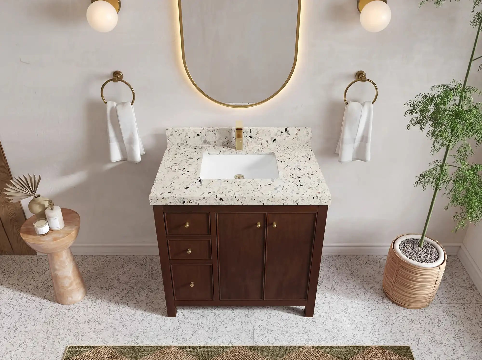 Chicago Teak 36 in. W x 22 in. D Center Sink Bathroom Vanity - Willow Bath and Vanity