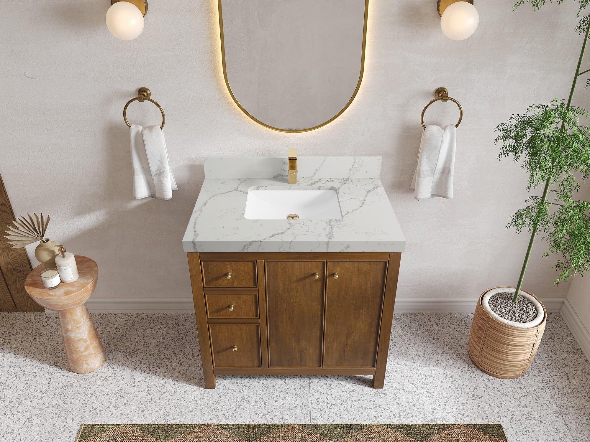 Chicago Teak 36" W x 22" D Center Sink Bathroom Vanity - Willow Bath and Vanity