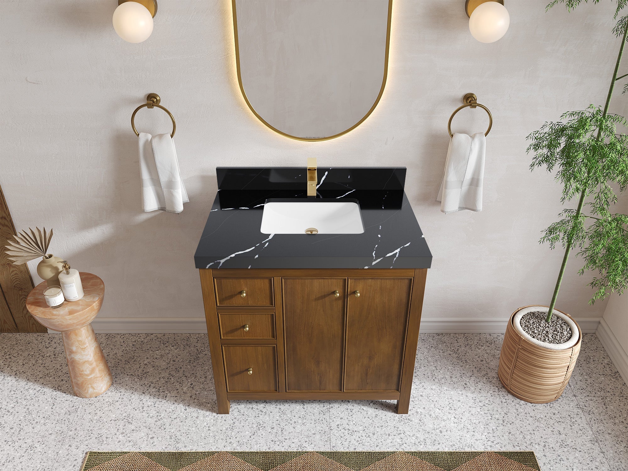 Chicago Teak 36" W x 22" D Center Sink Bathroom Vanity - Willow Bath and Vanity