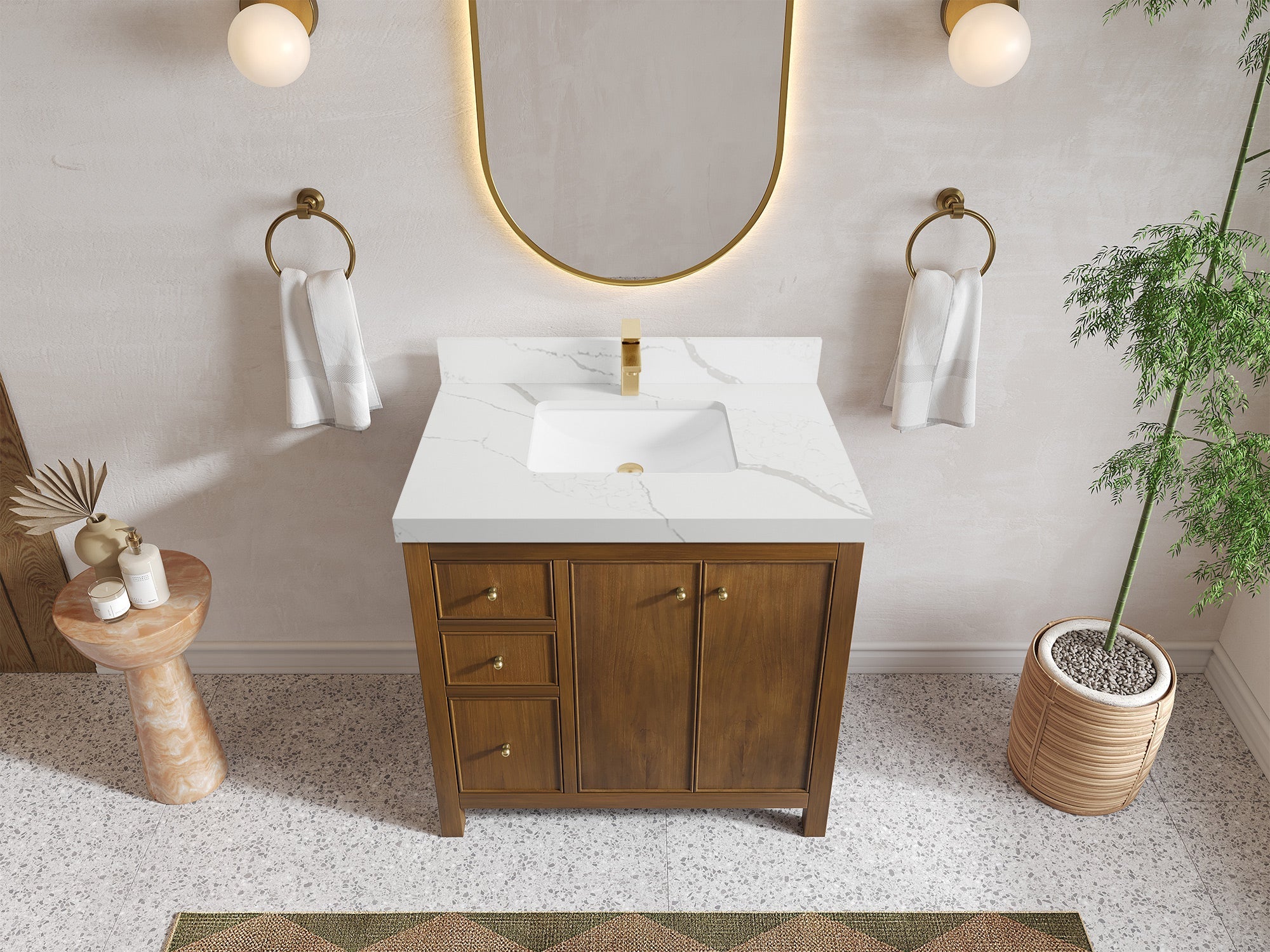 Chicago Teak 36" W x 22" D Center Sink Bathroom Vanity - Willow Bath and Vanity
