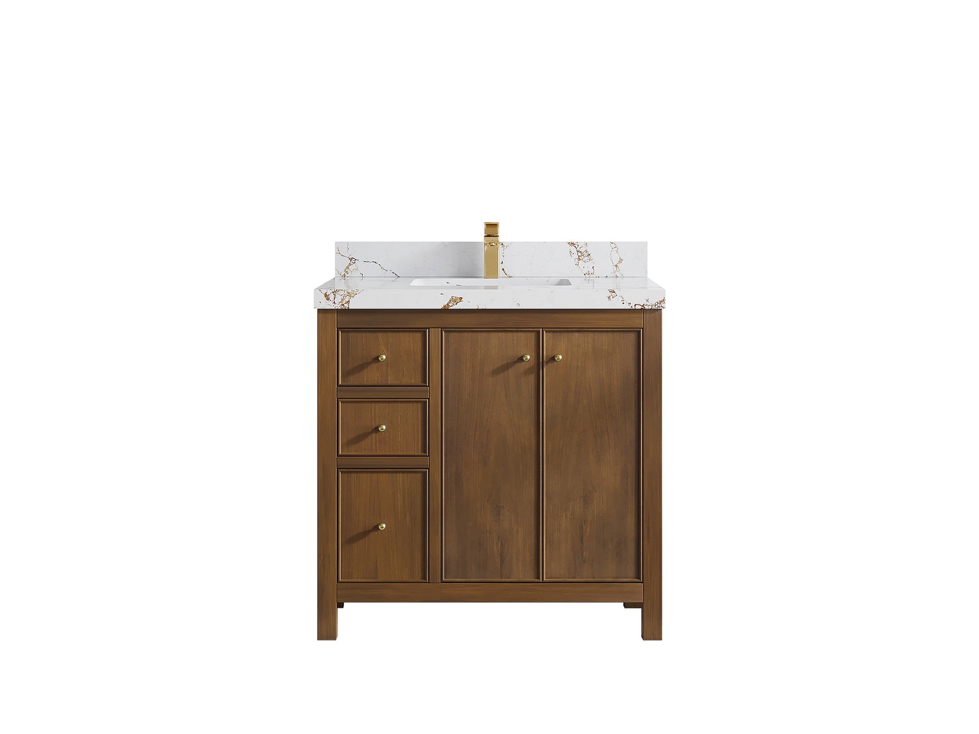 Chicago Teak 36" W x 22" D Center Sink Bathroom Vanity - Willow Bath and Vanity