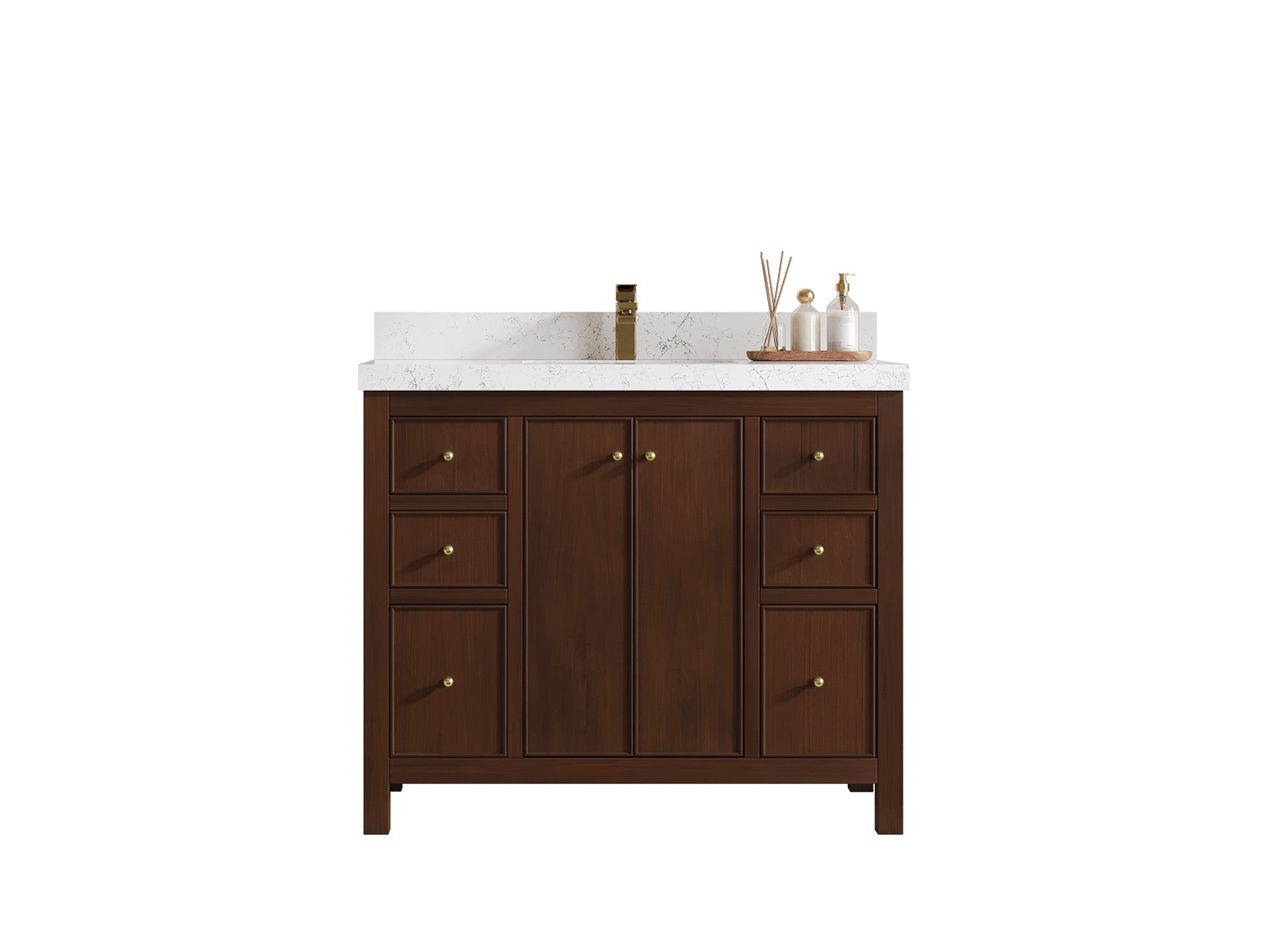 Chicago Teak 42 in. W x 22 in. D Single Sink Bathroom Vanity - Willow Bath and Vanity