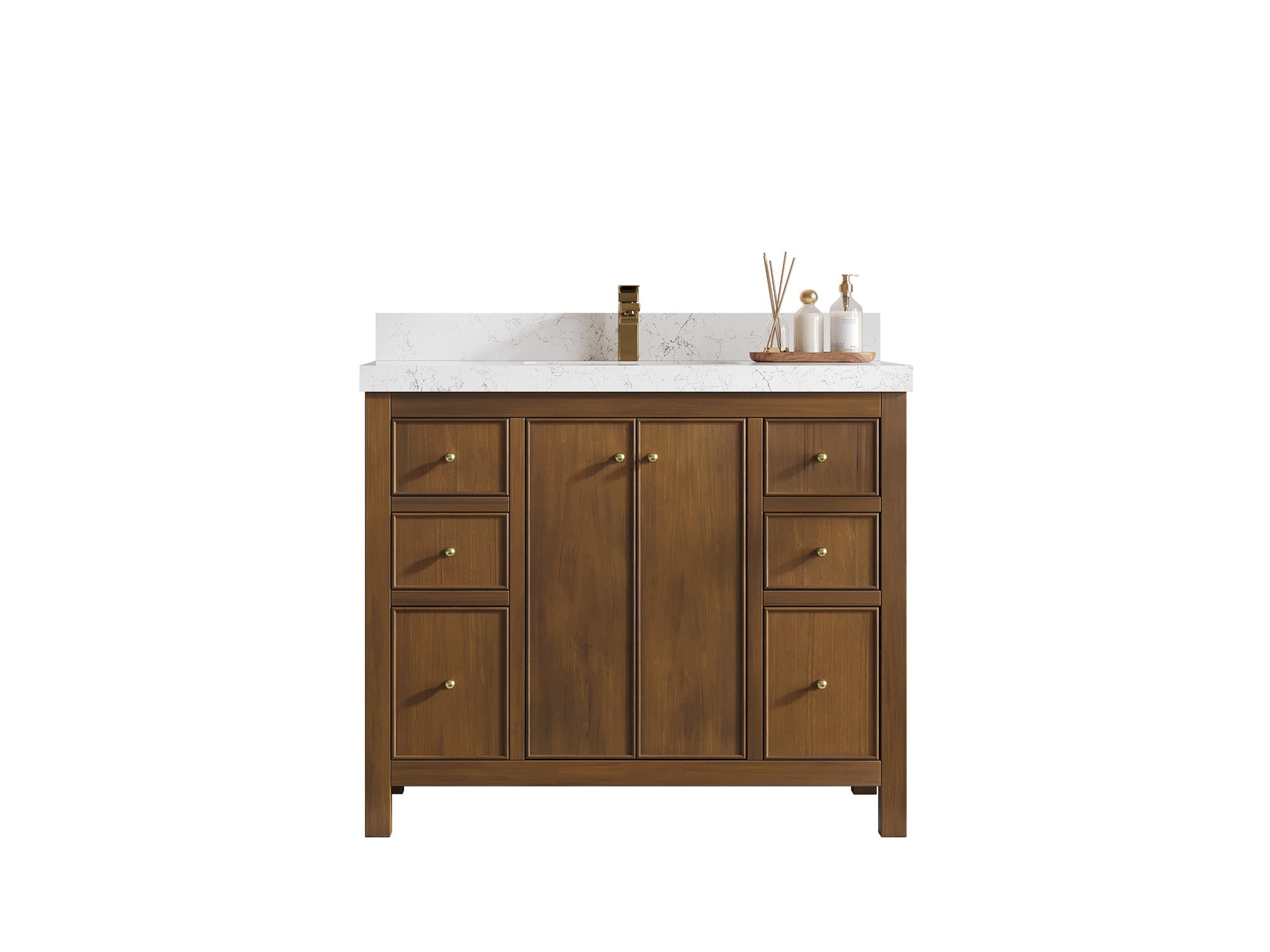 Chicago Teak 42 in. W x 22 in. D Single Sink Bathroom Vanity - Willow Bath and Vanity